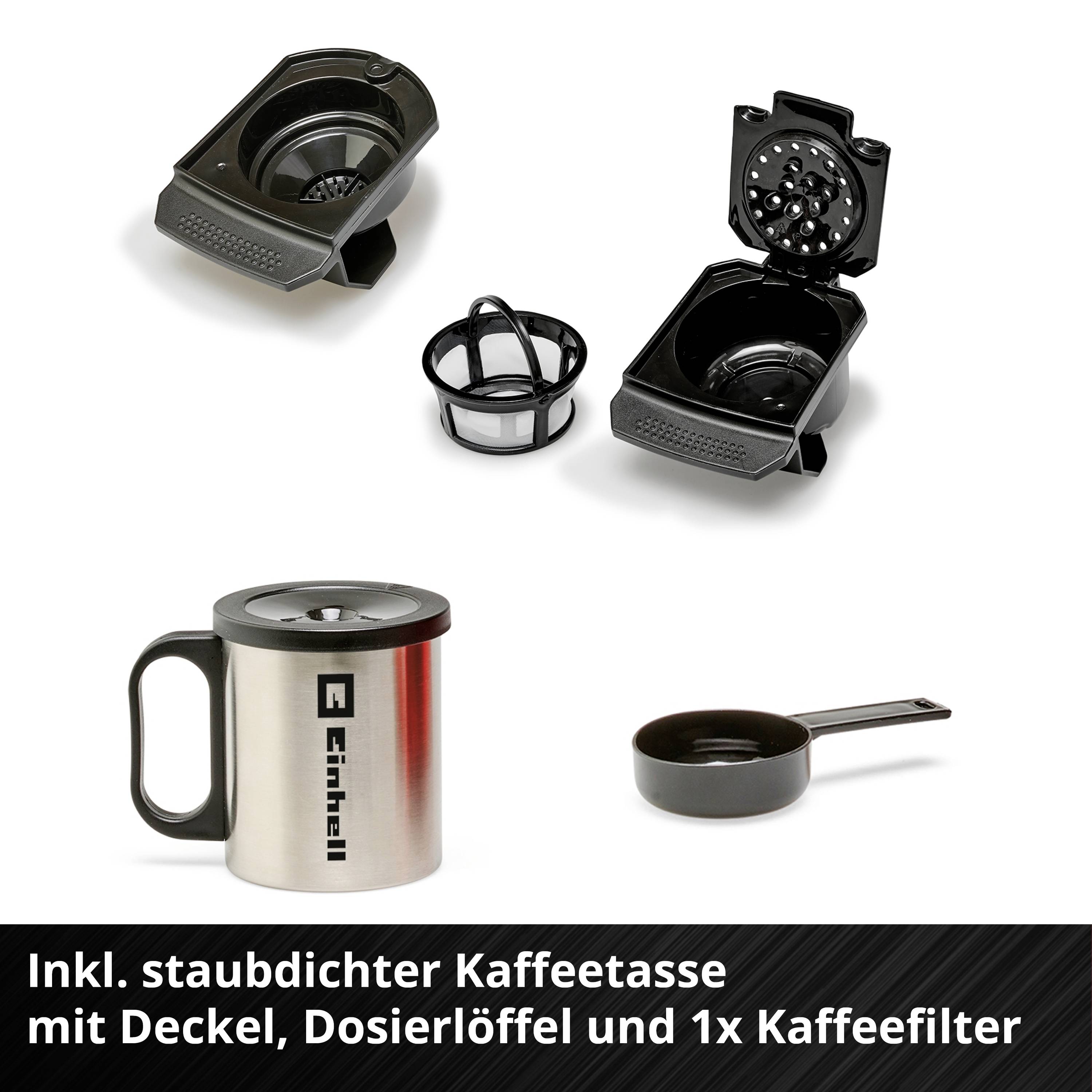 Einhell TE-CF 18 Li-Solo Power X-Change Kaffeemaschine Rot Fassungsvermögen Tassen=1 mit Filterkaffee-Funktion