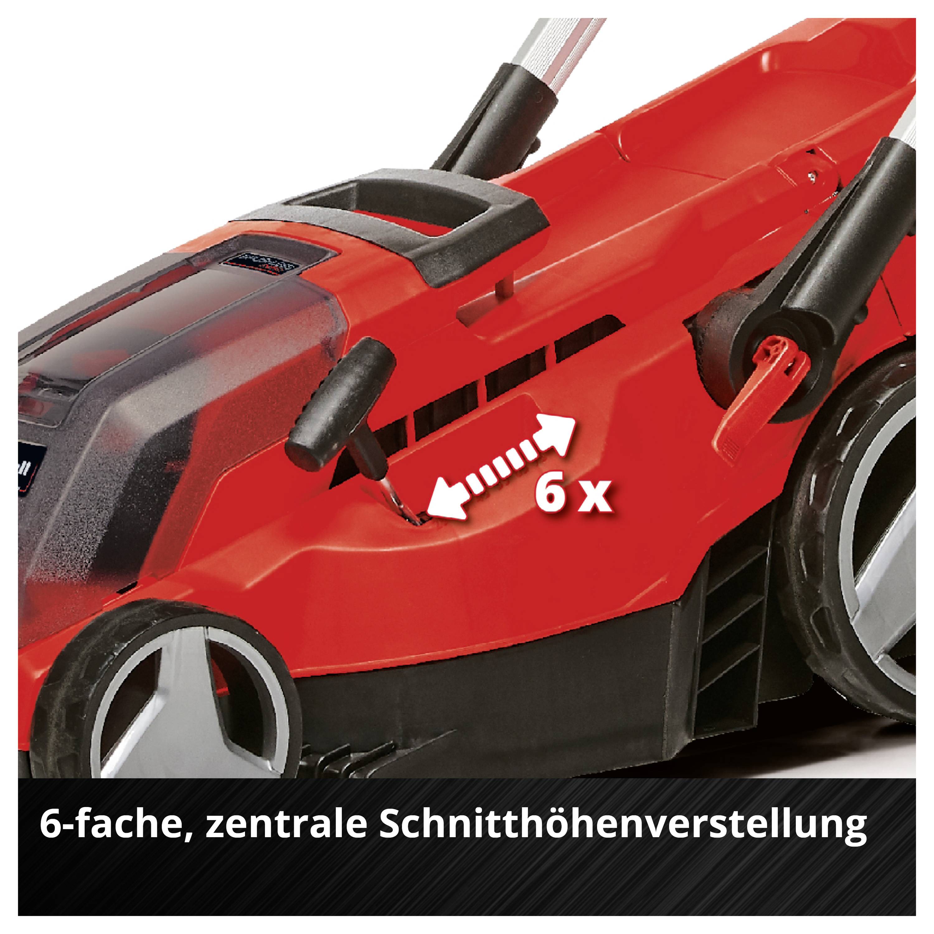 6-fache, zentrale Schnitthöhenverstellung