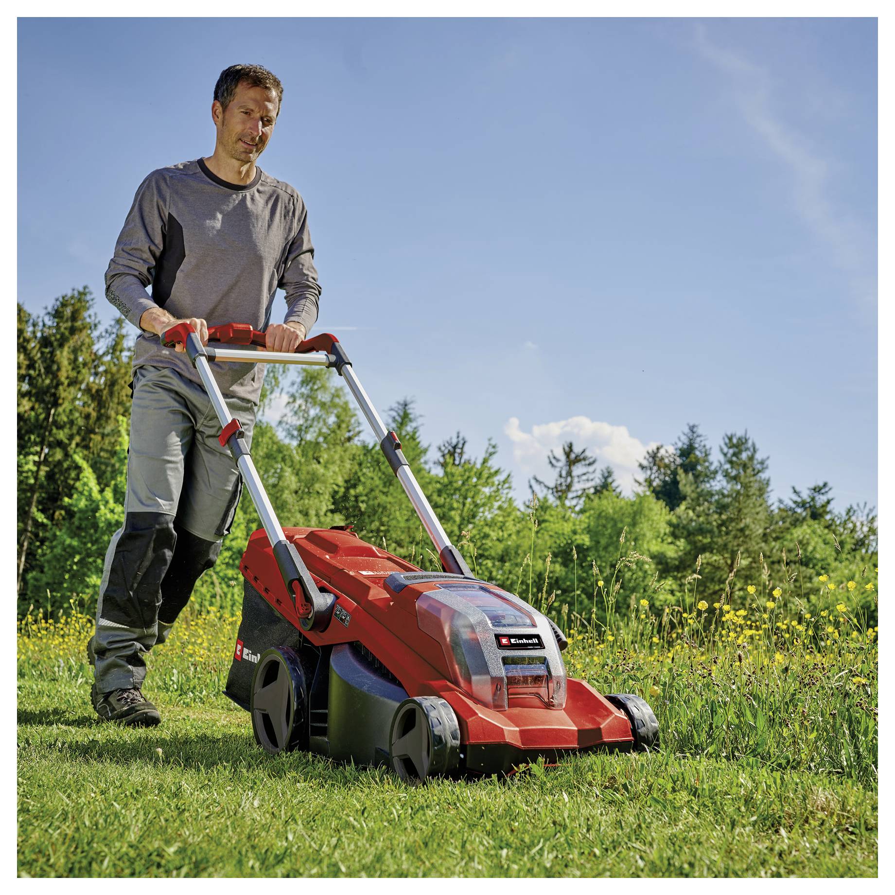 Einhell Professional GP-CM 36/450 Power X-Change Akku Akku-Rasenmäher inkl. 2. Akku, Mulchfunktion, Heckauswurf, Einstellbarer
