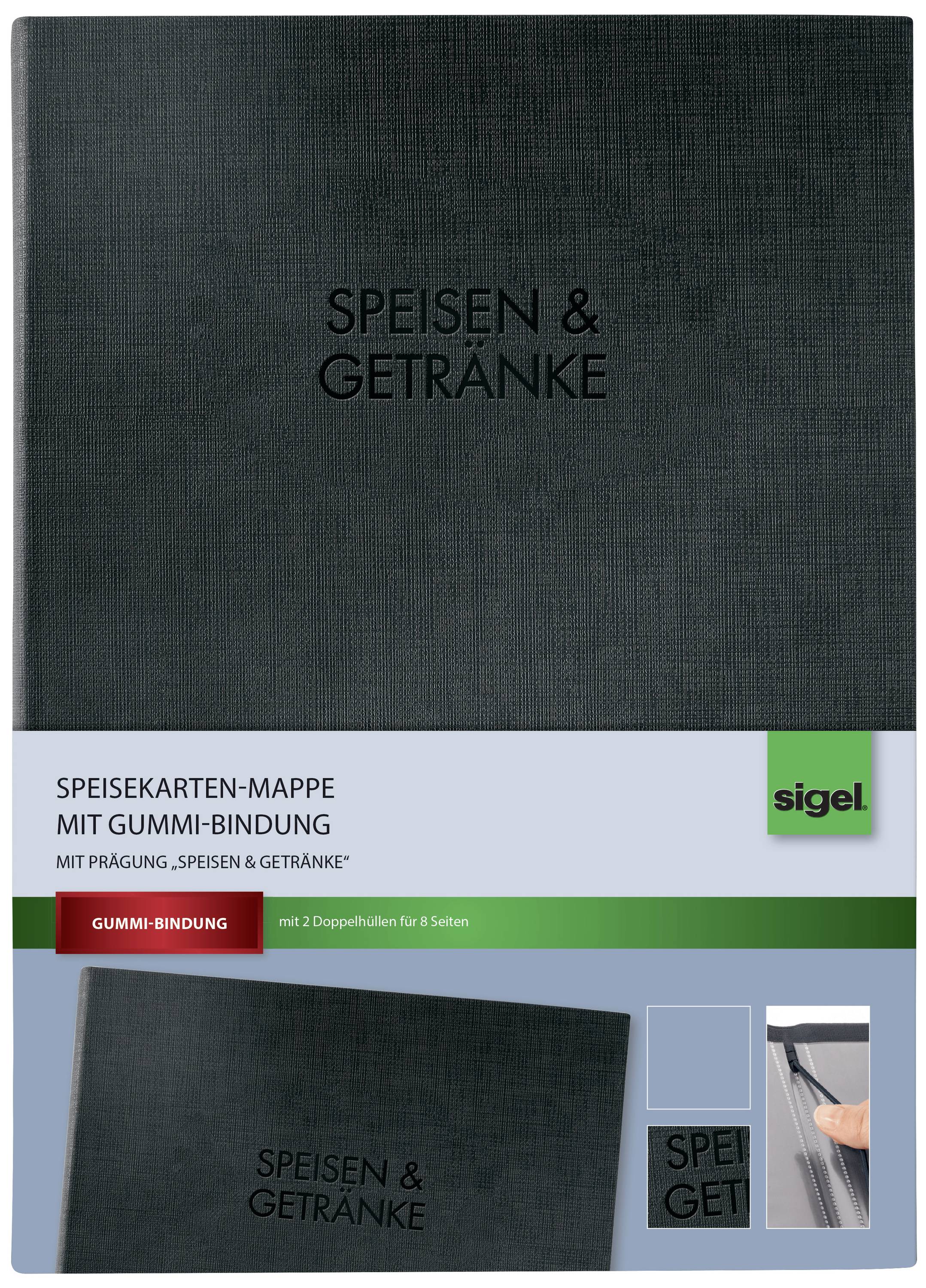 Sigel Speisekarten-Mappe SM116 Schwarz 1St.