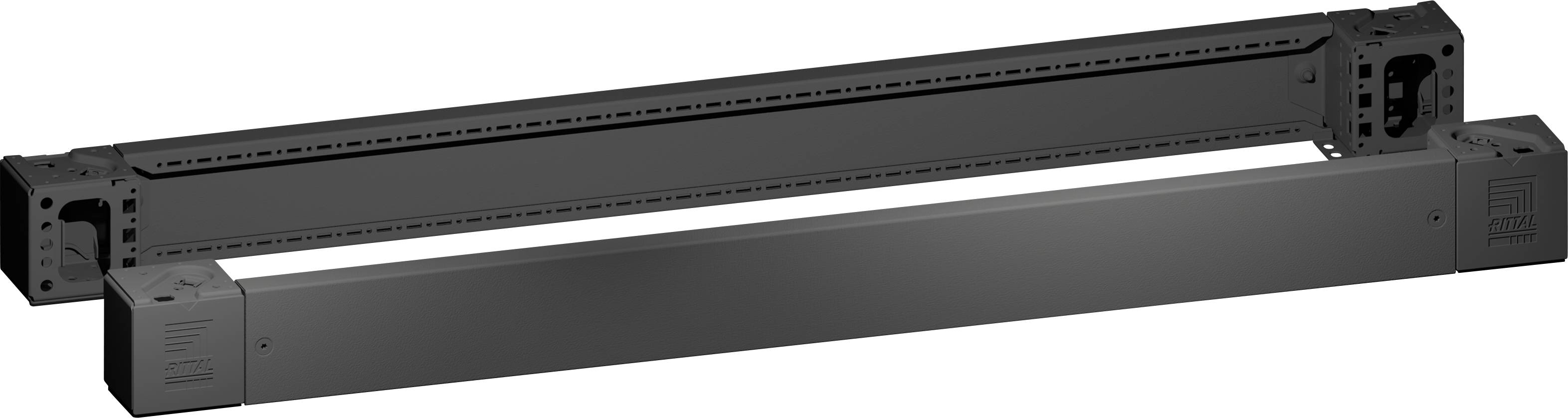 Rittal VX Sockel-Eckstück mit Sockel-Blende, vorne und hinten, H: 100 mm, für B: 1200 mm, Stahlblech 8660007 Inhalt: 1 Set