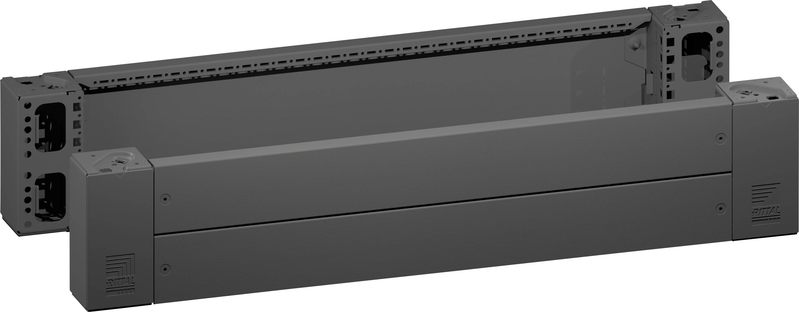 Rittal VX Sockel-Eckstück mit Sockel-Blende, vorne und hinten, H: 200 mm, für B: 1000 mm, Stahlblech Sockelvorder-/rückseite