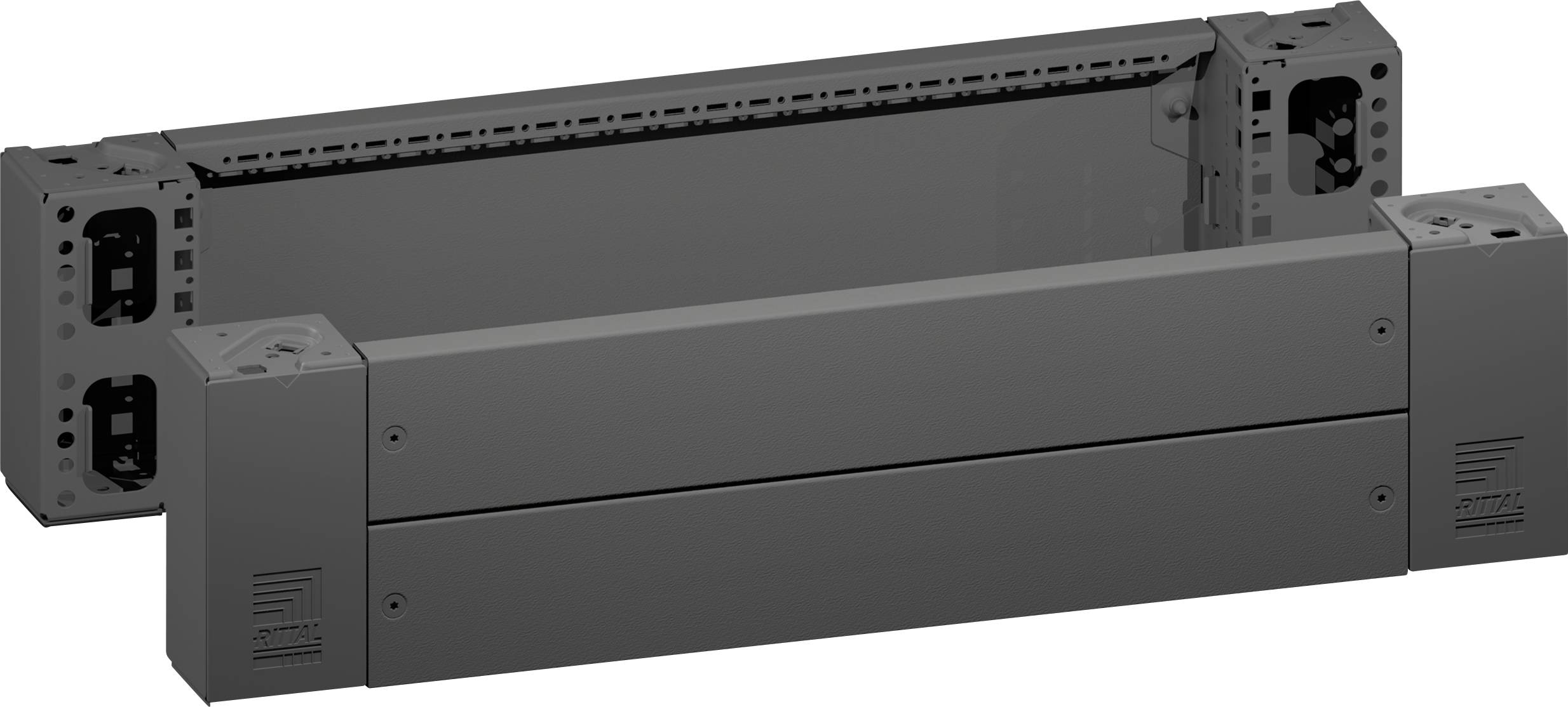 Rittal VX Sockel-Eckstück mit Sockel-Blende, vorne und hinten, H: 200 mm, für B: 800 mm, Stahlblech Sockelvorder-/rückseite