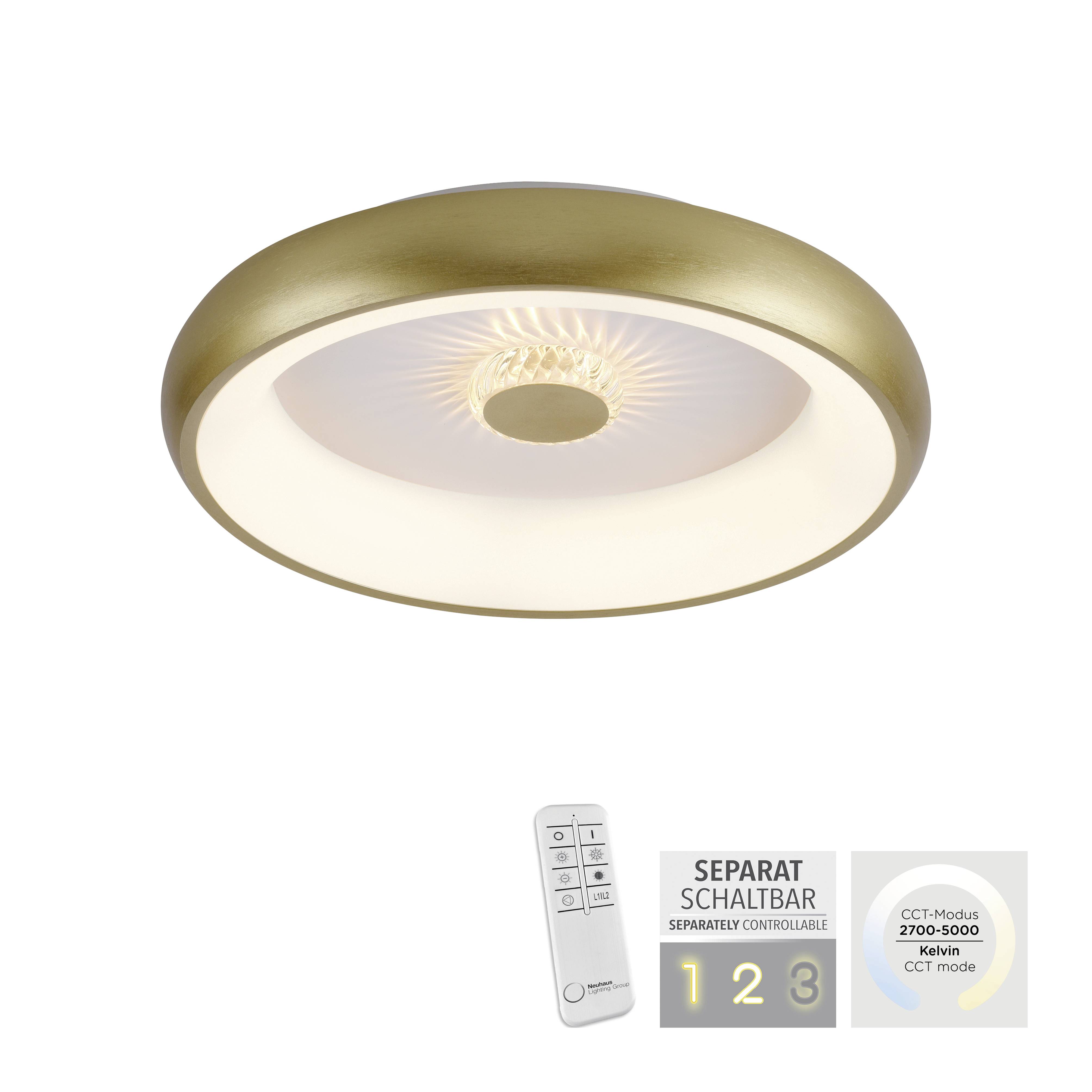 Just Light 14384-60 VERTIGO LED-Deckenleuchte LED 29W Messing