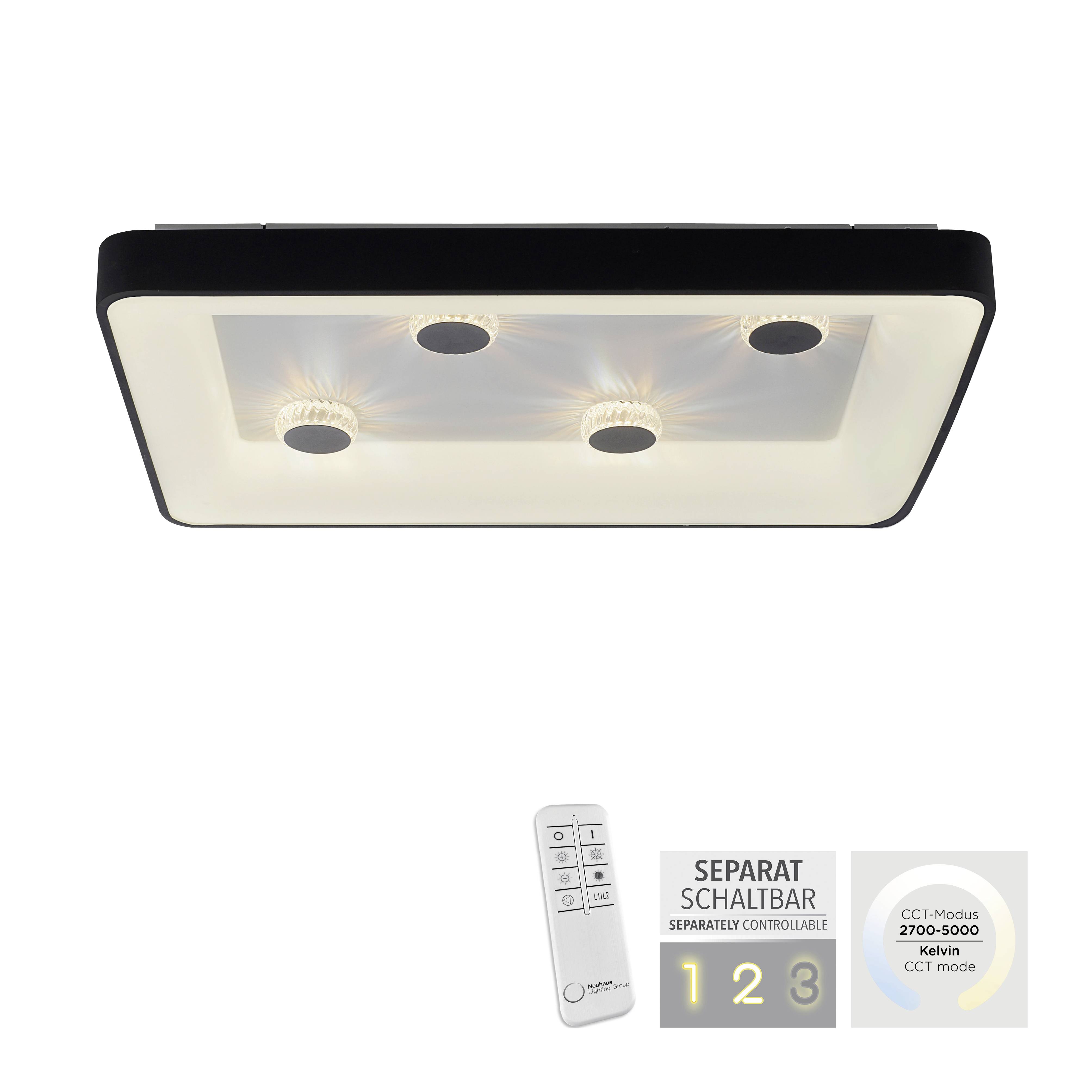 Just Light 14385-18 VERTIGO LED-Deckenleuchte LED 45W Schwarz