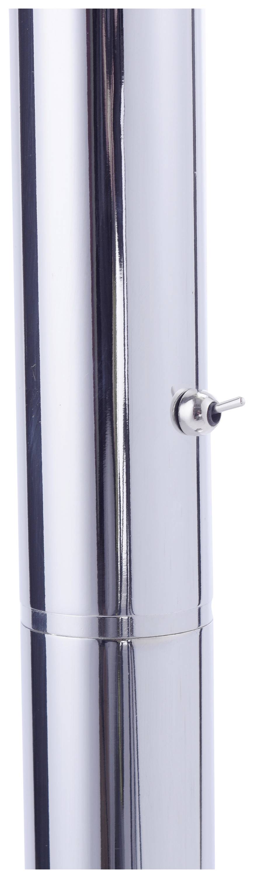 Metallstange mit glänzender Oberfläche und kleinem Hebel an der Seite.