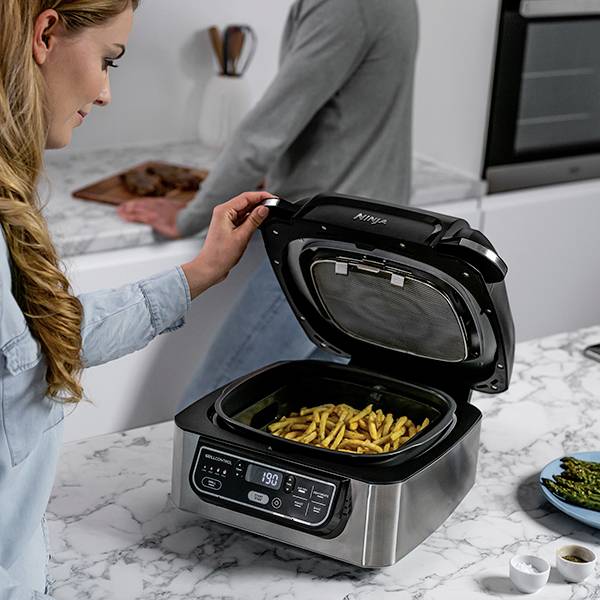 Ninja AG301EU Elektro Grill Heißluft-Funktion Schwarz, Silber (matt)