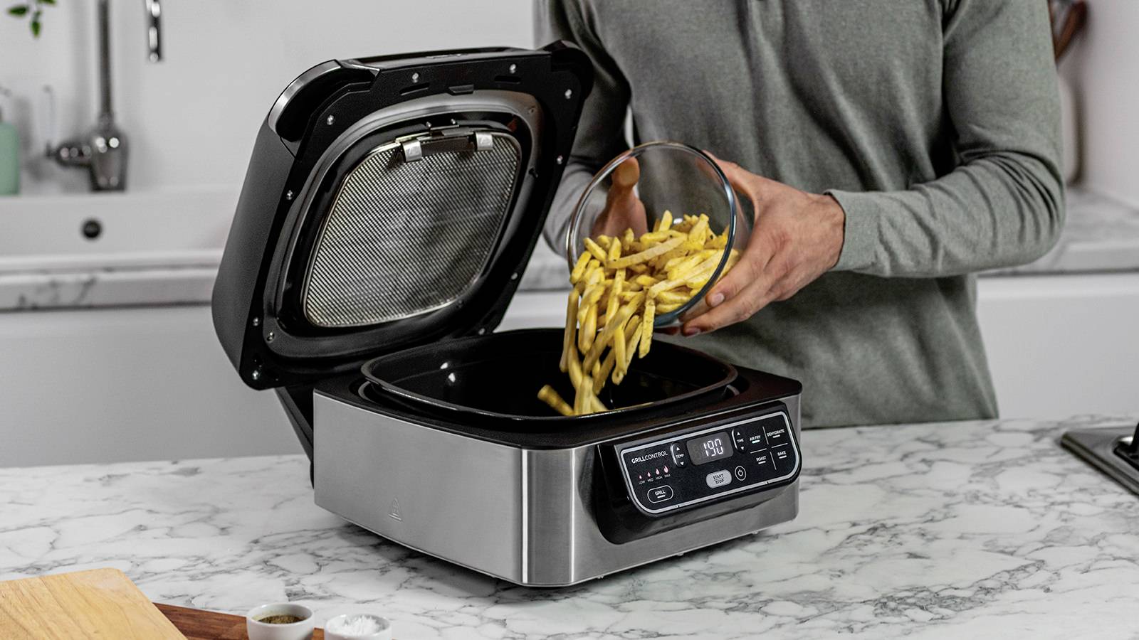 Ninja AG301EU Elektro Grill Heißluft-Funktion Schwarz, Silber (matt)