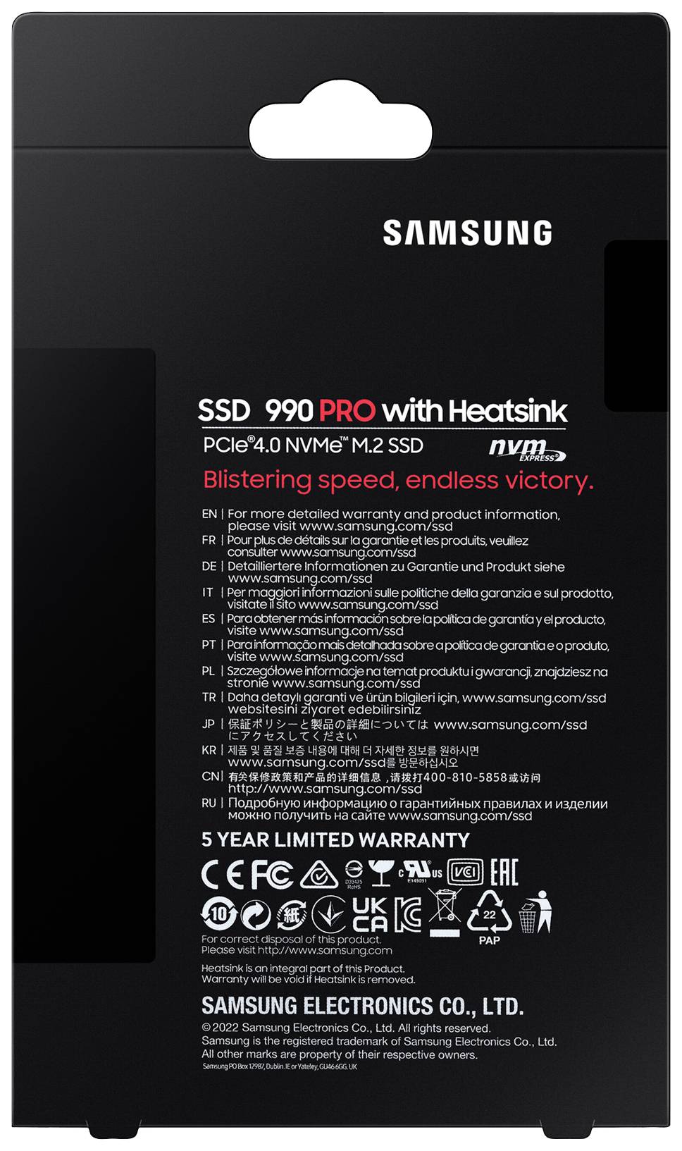 Samsung 990 PRO 1TB Interne M.2 PCIe NVMe SSD 2280 PCIe NVMe 4.0 x4 Retail MZ-V9P1T0CW