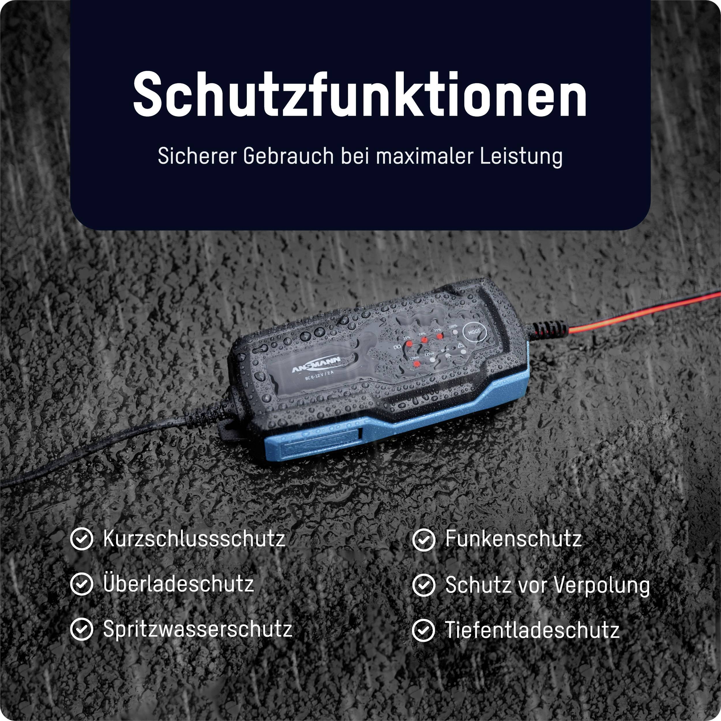 Ansmann BC 6-12V / 2 A 1001-0143 Kfz-Ladegerät, Werkstattladegerät, Batterieüberwachung 6 V, 12 V 2 A 2 A