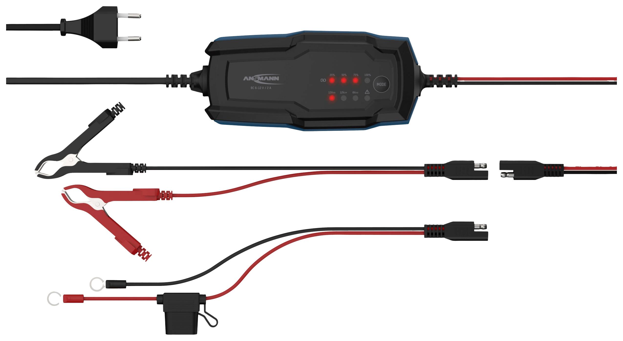 Ansmann BC 6-12V / 2A 1001-0143 Kfz-Ladegerät, Werkstattladegerät, Batterieüberwachung 6 V, 12V 2A