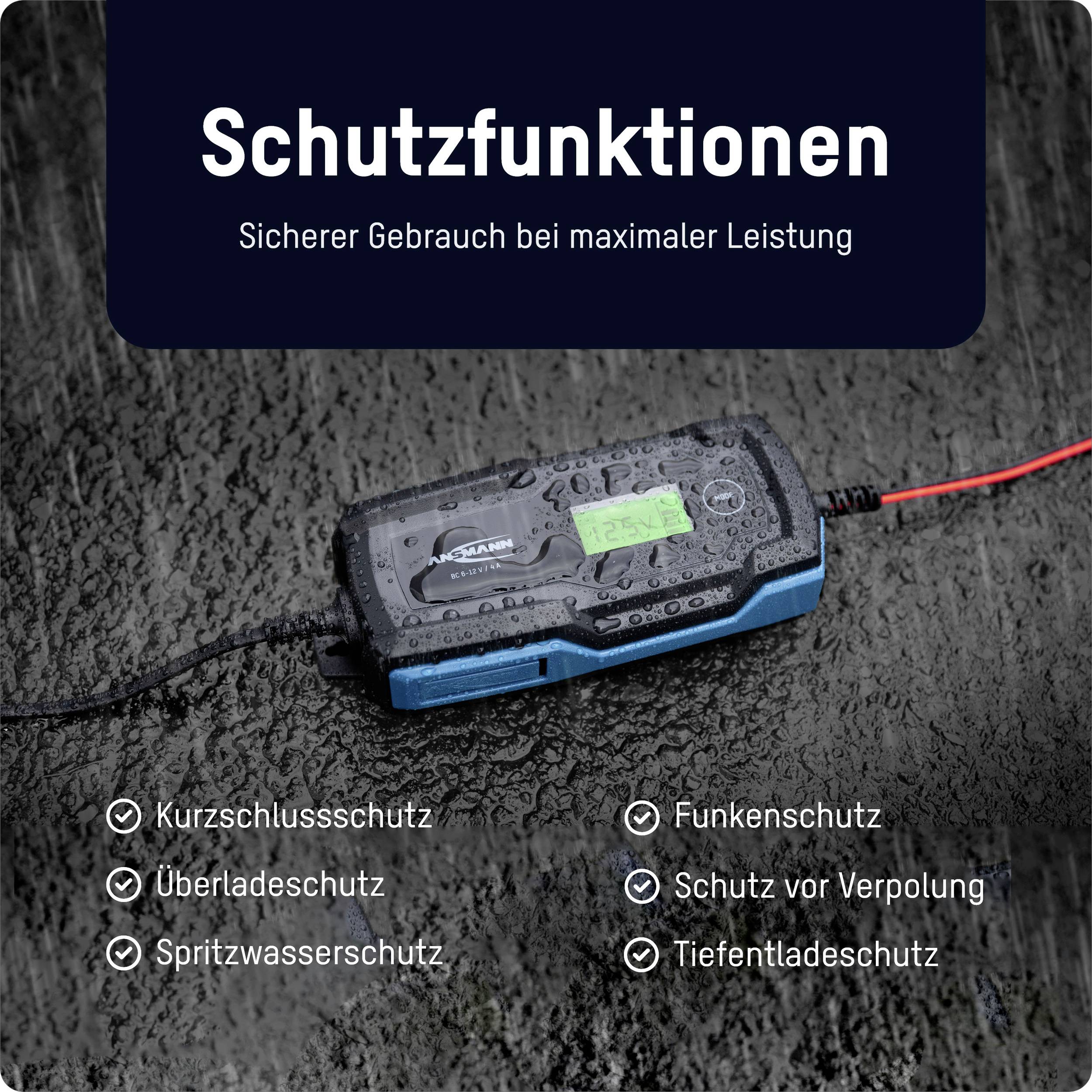 Ansmann BC 6-12V / 4 A 1001-0144 Kfz-Ladegerät, Werkstattladegerät, Batterieüberwachung, Kfz-Batterietester 6 V, 12 V 2 A 4 A