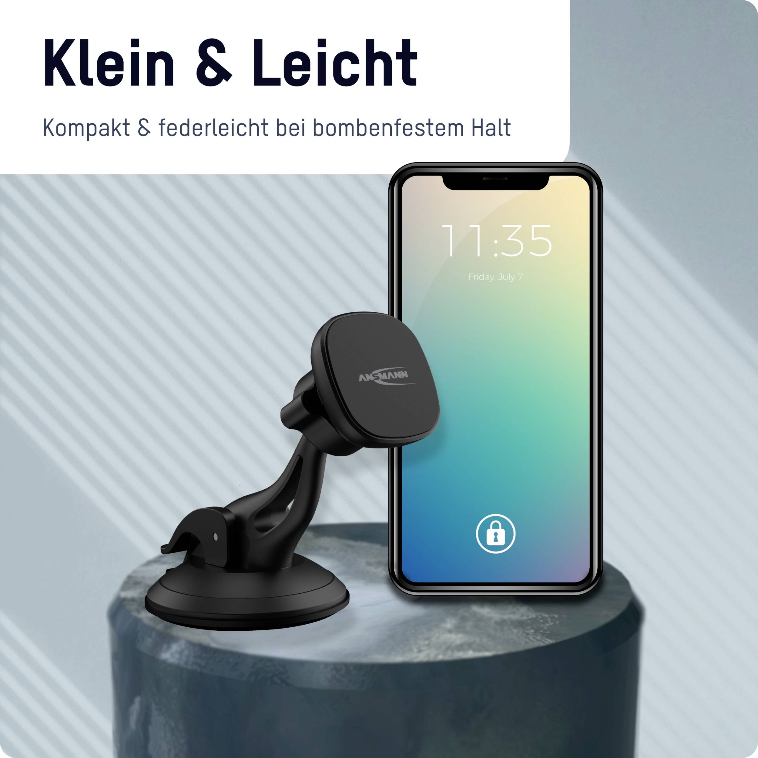 Ansmann Smart Scheibe Saugnapf, Lüftungsgitter Handy-Kfz-Halterung Magnetbefestigung 2 - 12 mm