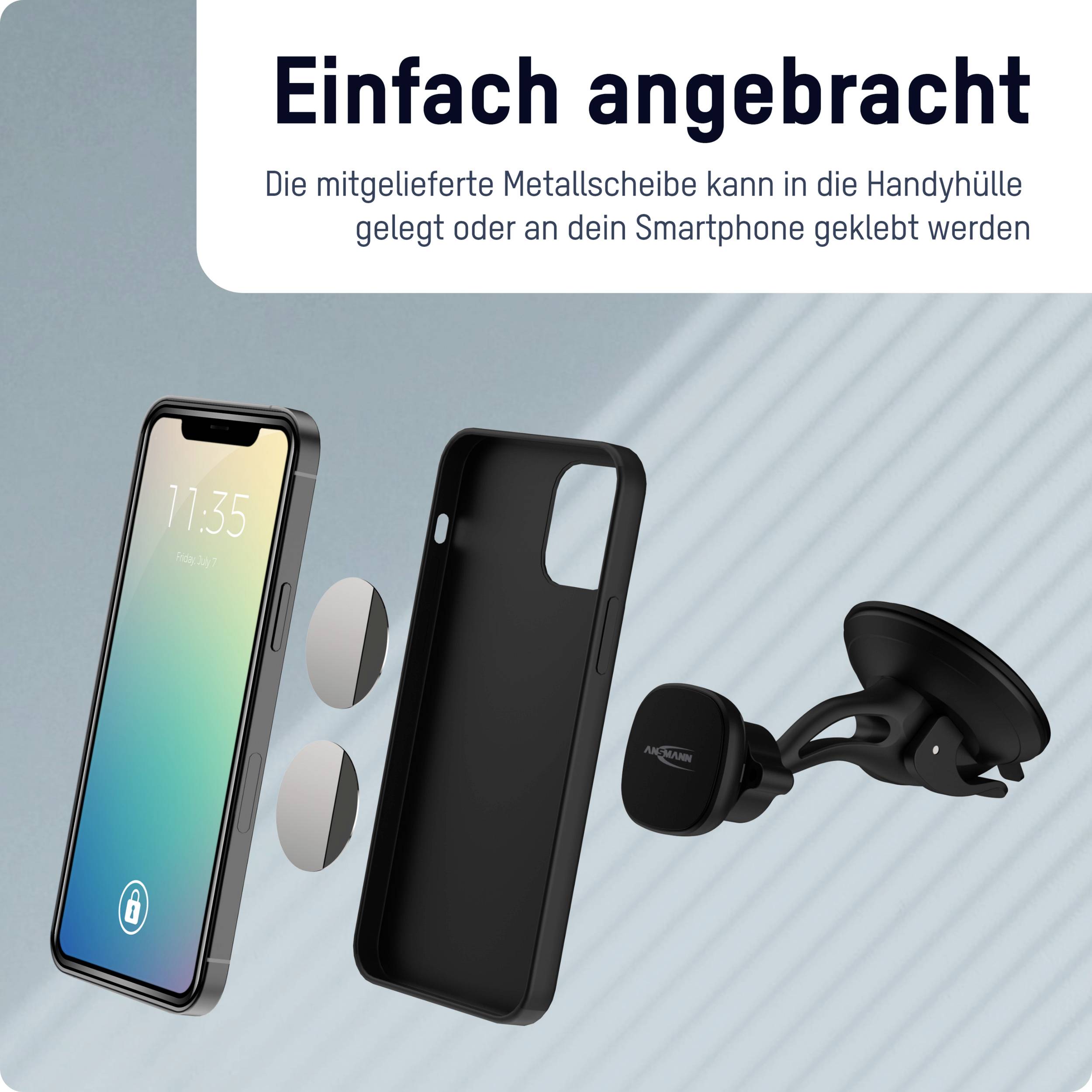 Ansmann Smart Scheibe Saugnapf, Lüftungsgitter Handy-Kfz-Halterung Magnetbefestigung 2 - 12 mm