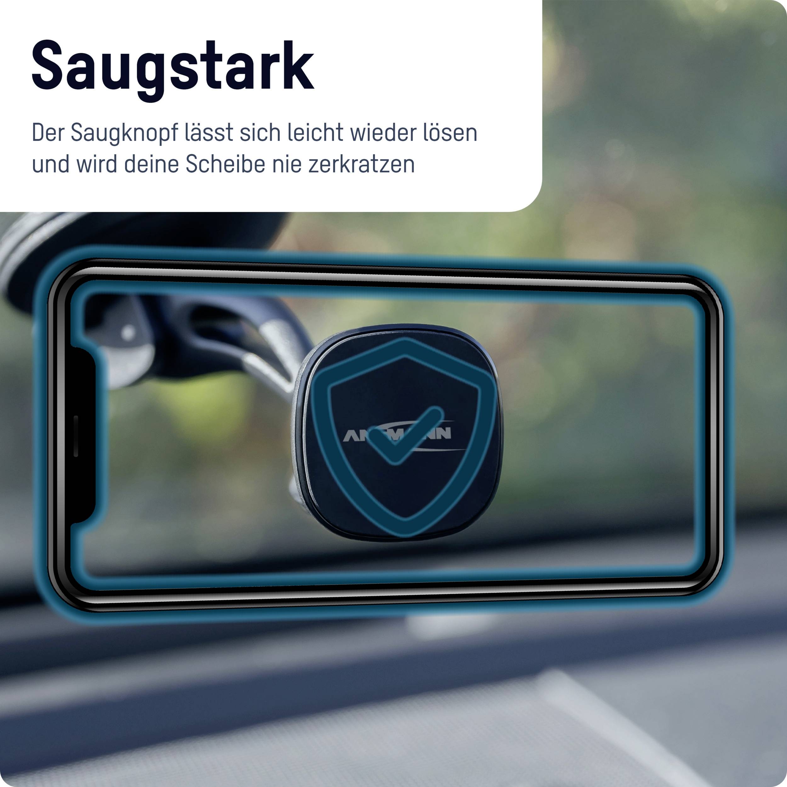 Ansmann Smart Scheibe Saugnapf, Lüftungsgitter Handy-Kfz-Halterung Magnetbefestigung 2 - 12 mm