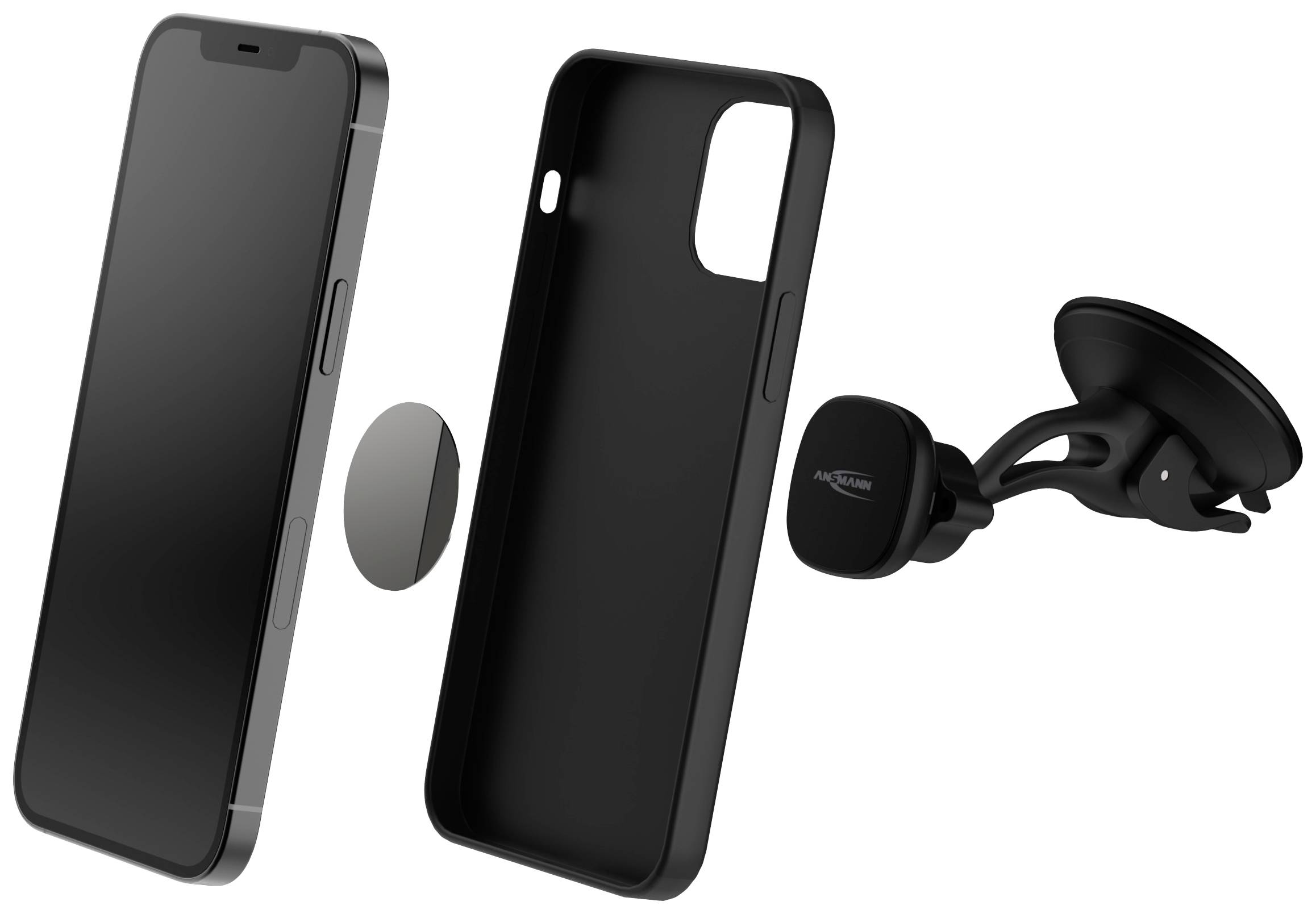 Ansmann Smart Scheibe Saugnapf, Lüftungsgitter Handy-Kfz-Halterung Magnetbefestigung 2 - 12 mm