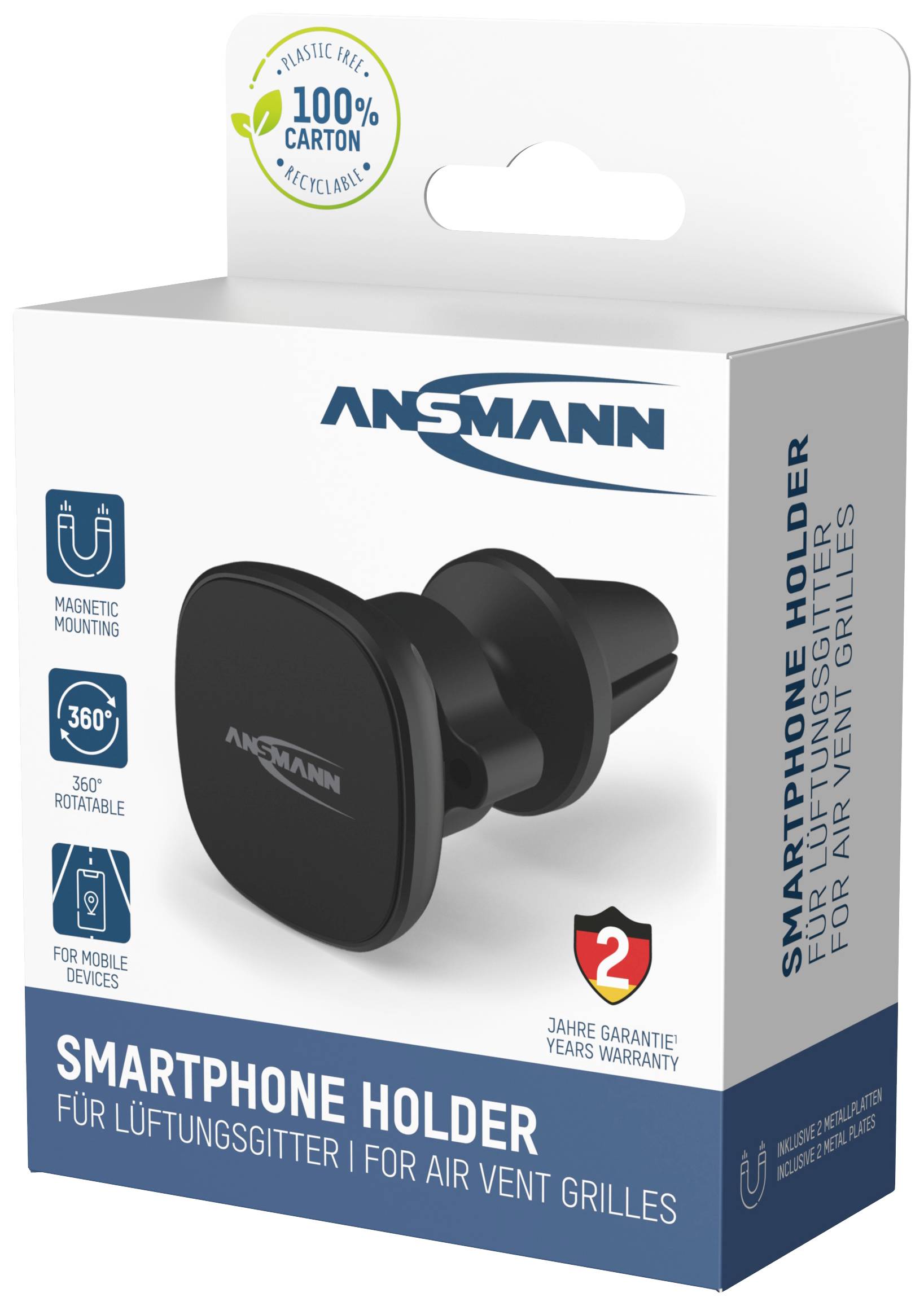 Ansmann Smart Lüftung Lüftungsgitter Handy-Kfz-Halterung Magnetbefestigung 2 - 12 mm