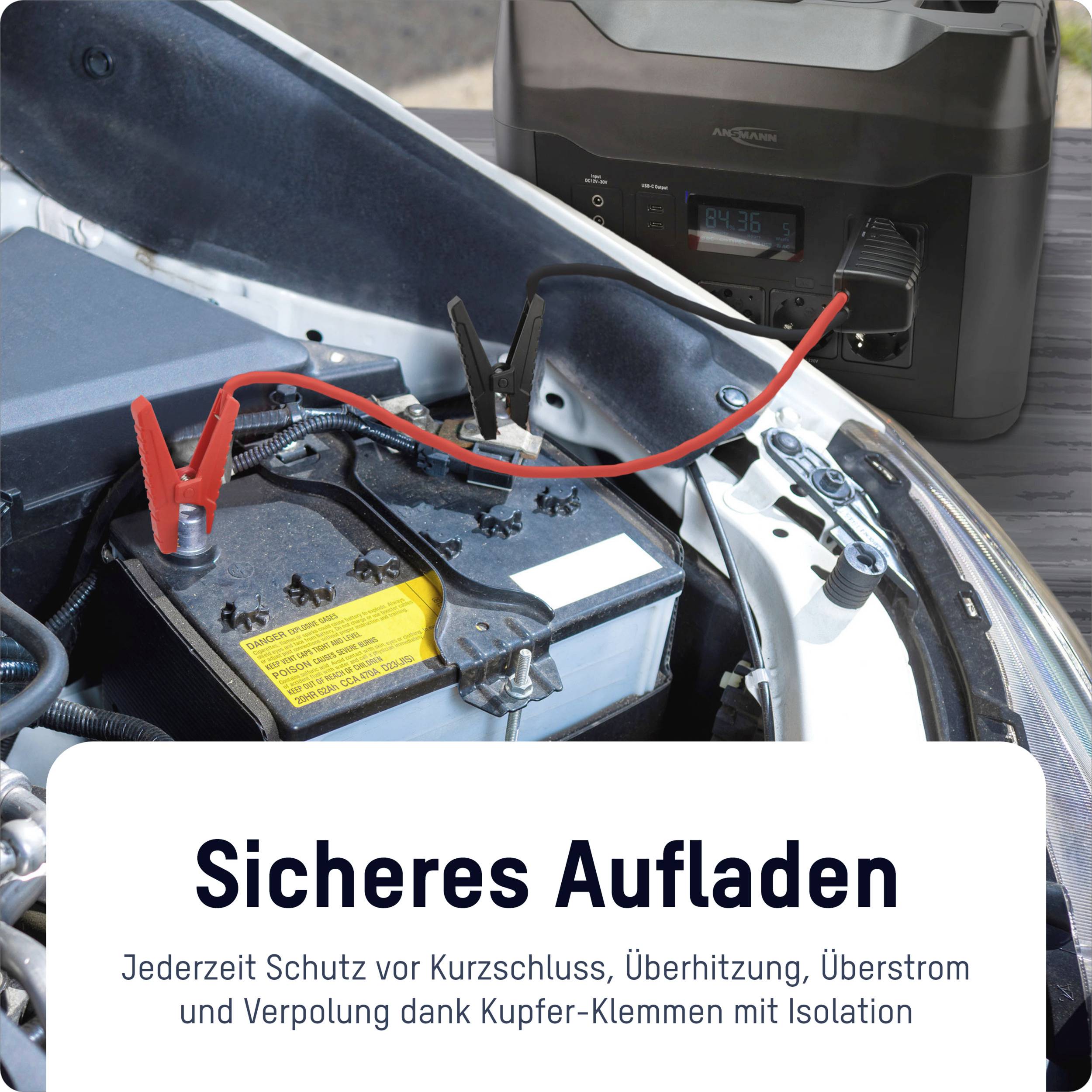 Ansmann Powerstation Jumpstart Adapter PS600AC PS2200AC Starthilfekabel 8.37 mm² ABS, PVC 0.50 m mi