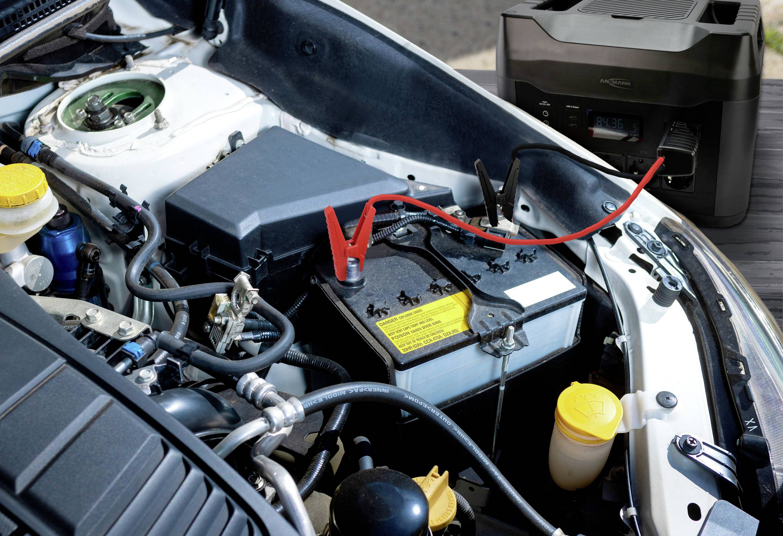 Ansmann Powerstation Jumpstart Adapter PS600AC PS2200AC Starthilfekabel 8.37mm² ABS, PVC 0.50m mit Kunststoffzangen, mit