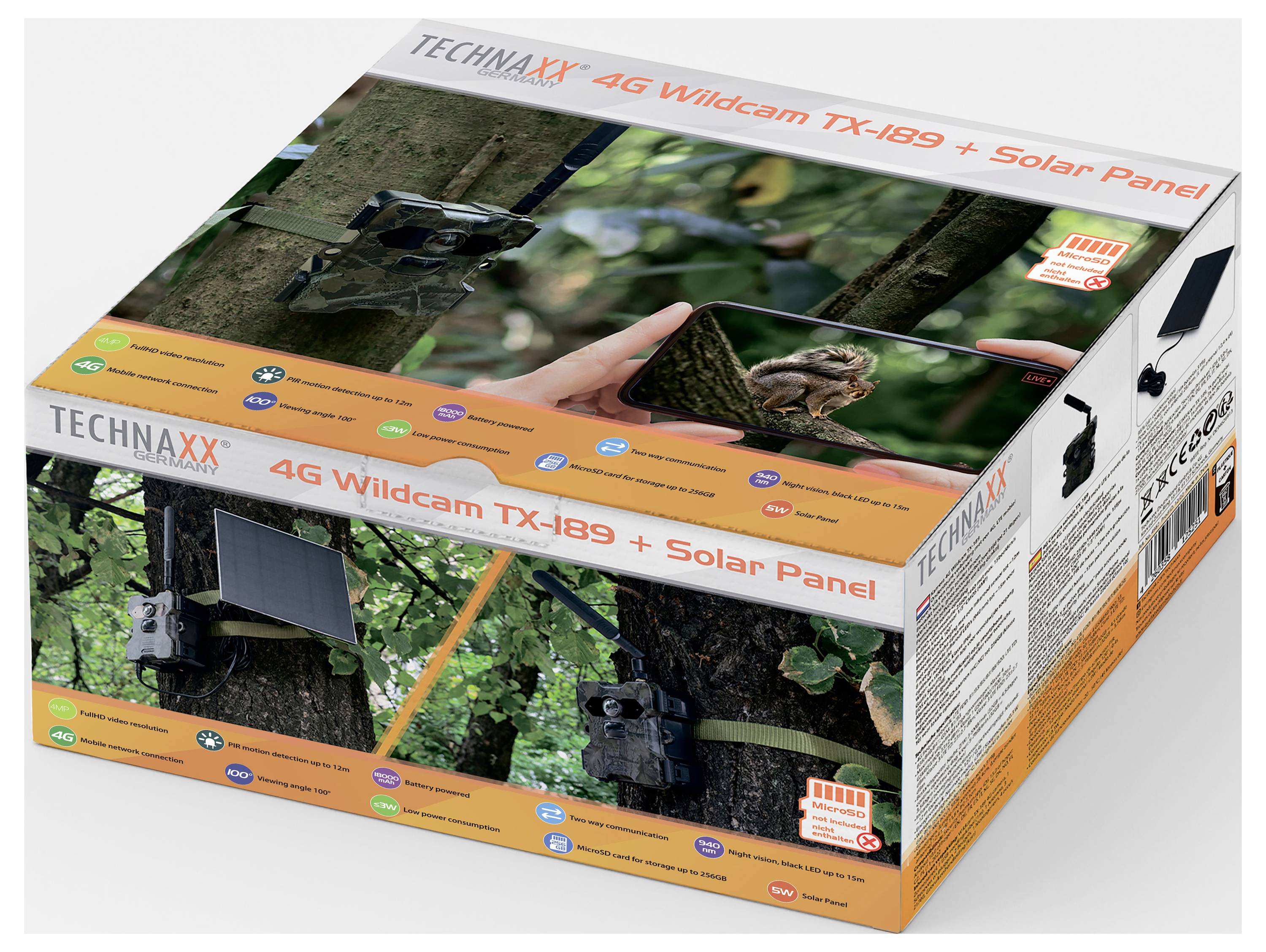 Technaxx TX-189 Wildkamera 4G Bildübertragung, No-Glow-LEDs, Tonaufzeichnung Grün-Braun, Grün-Schw