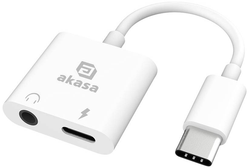 Akasa USB-C®, Audio Adapter mit Ladebuchse [1x USB-C® - 1x Kopfhörer (3.5 mm Klinke), USB-C® Buch