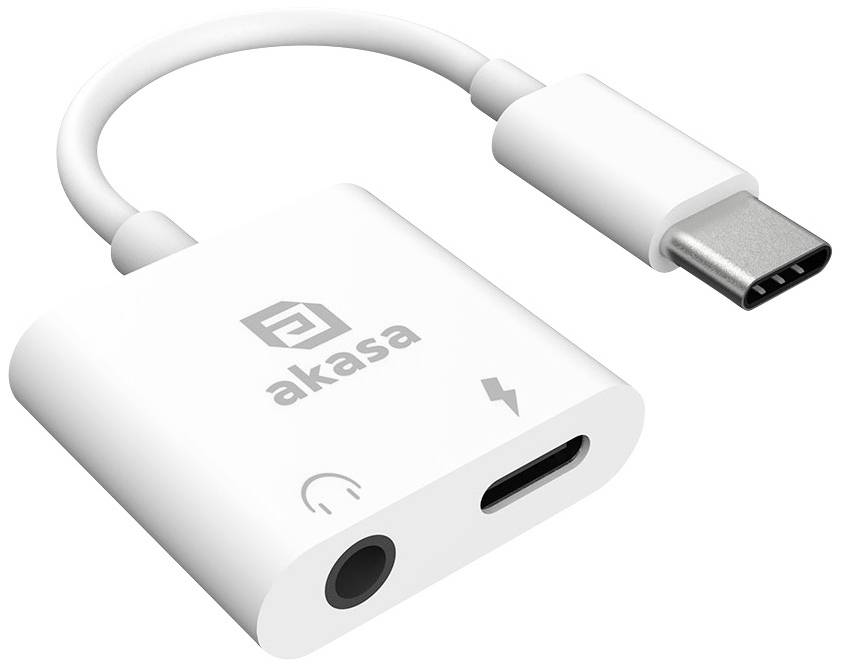 Akasa USB-C®, Audio Adapter mit Ladebuchse [1x USB-C® - 1x Kopfhörer (3.5mm Klinke), USB-C® Buchse (Power Delivery)]