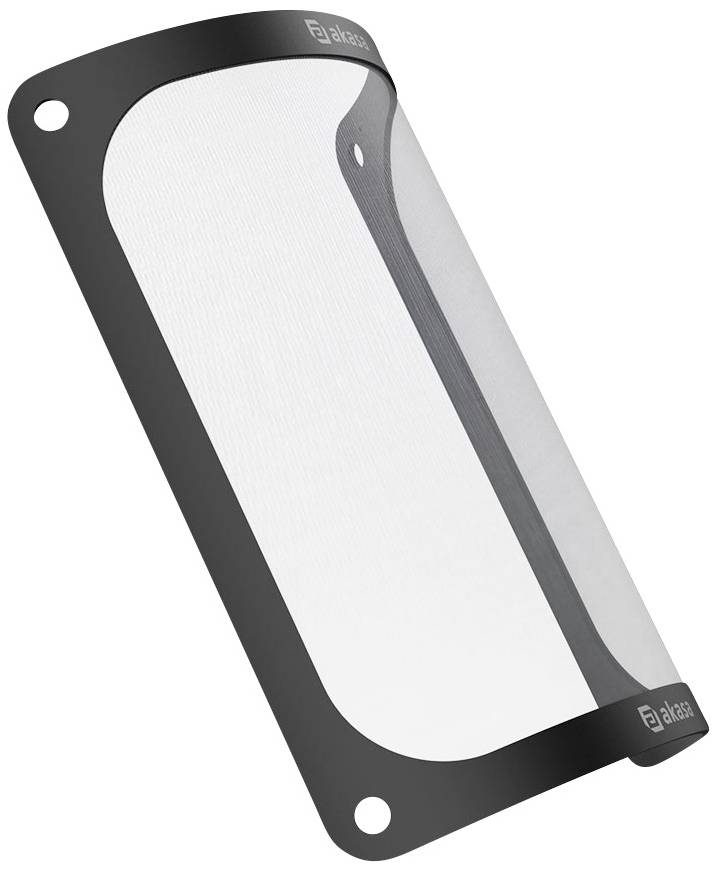 Ein rechteckiger, schwarzer Staubfilter für Computergehäuse mit feinmaschigem Netz und zwei Befestigungslöchern an den Ecken.