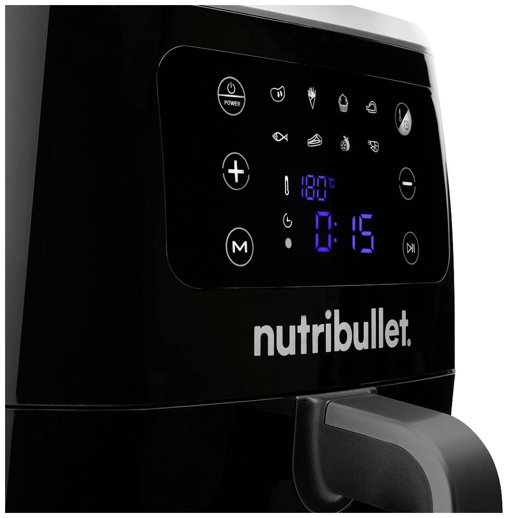 NUTRiBULLET CB NBA071B Heißluft-Fritteuse 7 l 1800 W Antihaftbeschichtung, BPA-frei, Heißluft-Funktion, mit Display, Timerfunktion Schwarz