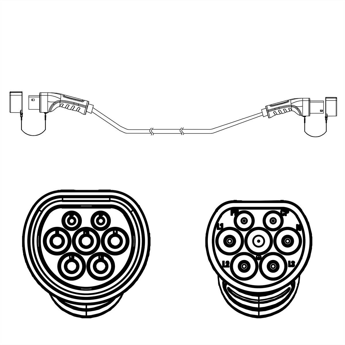 Roline 19.08.0007 eMobility Ladekabel 7.5m IP65, Flammwidrig