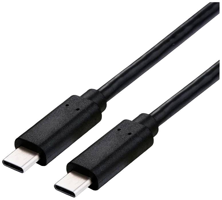 Zwei schwarze USB-C-Kabel mit schwarzen Steckern an beiden Enden.