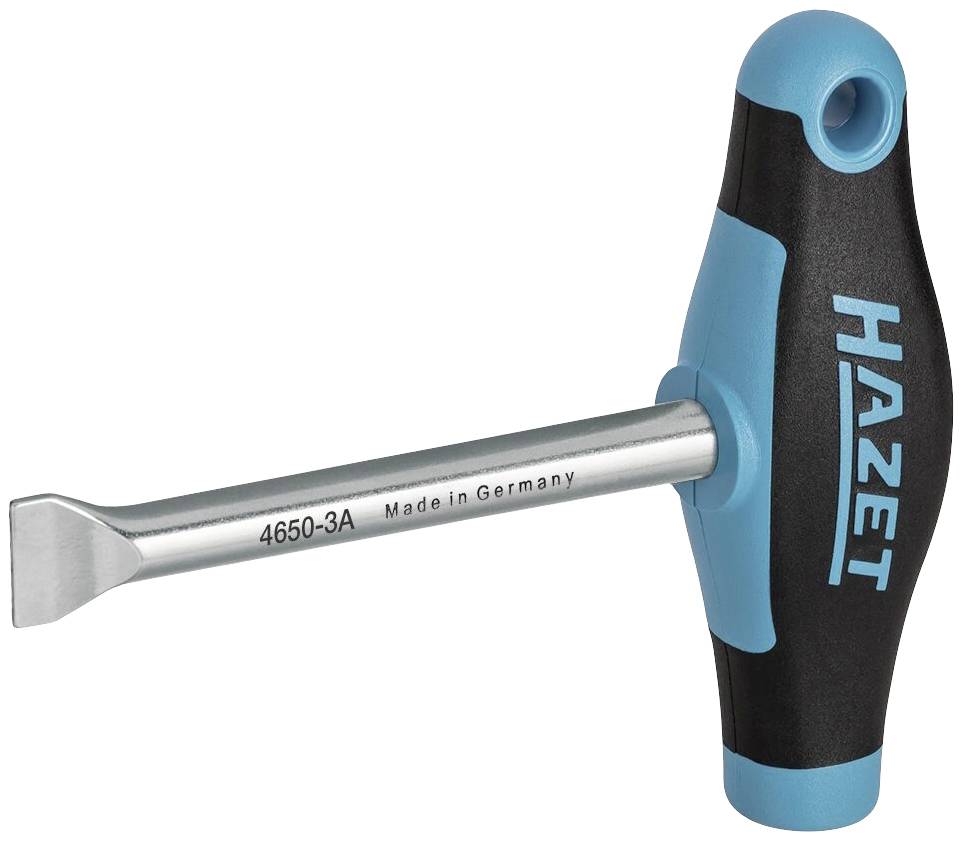 Hazet T-Griff Schraubendreher mit Flachkopf, Modell 4650-3A, 'Made in Germany'. Schwarz-blaues Design, für vielseitige Anwendungen.