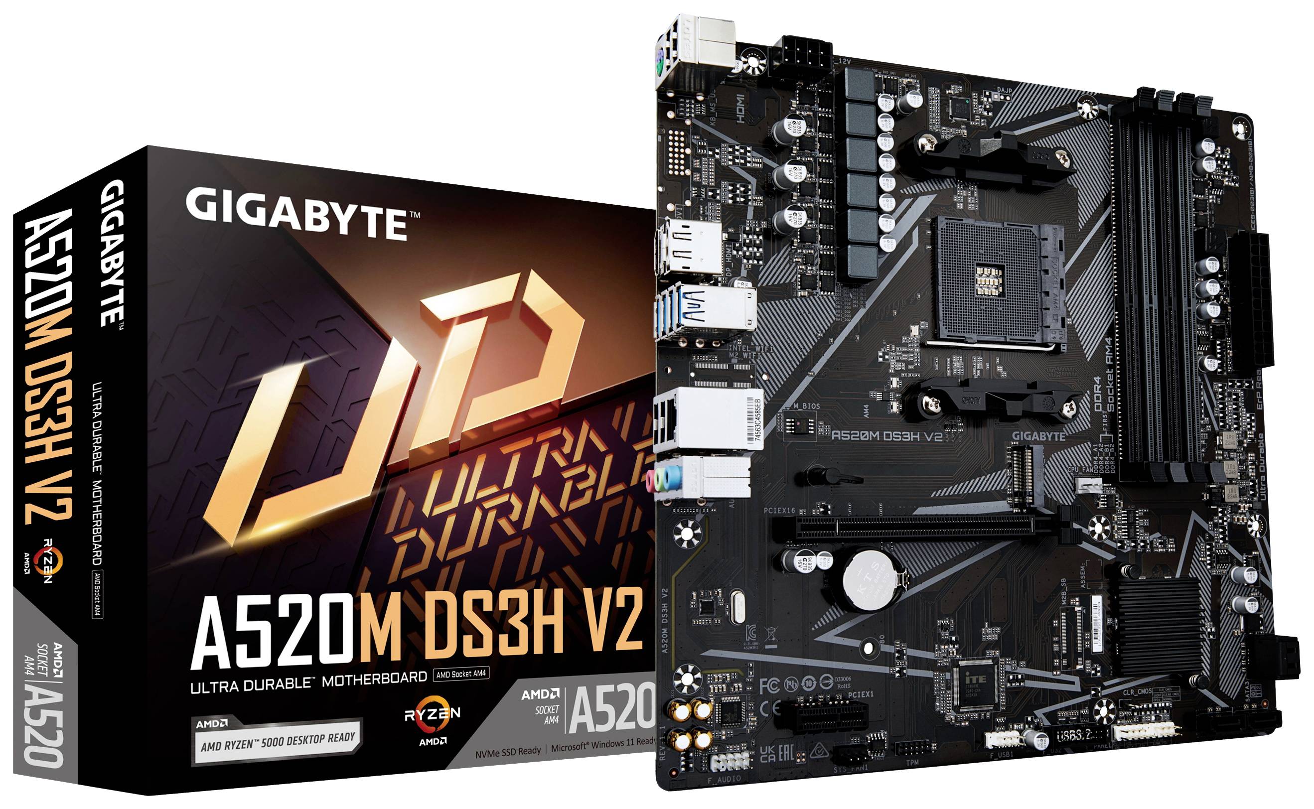 Gigabyte A520M DS3H V2 Mainboard Sockel (PC) AMD® AM4 Formfaktor (Details) Micro-ATX