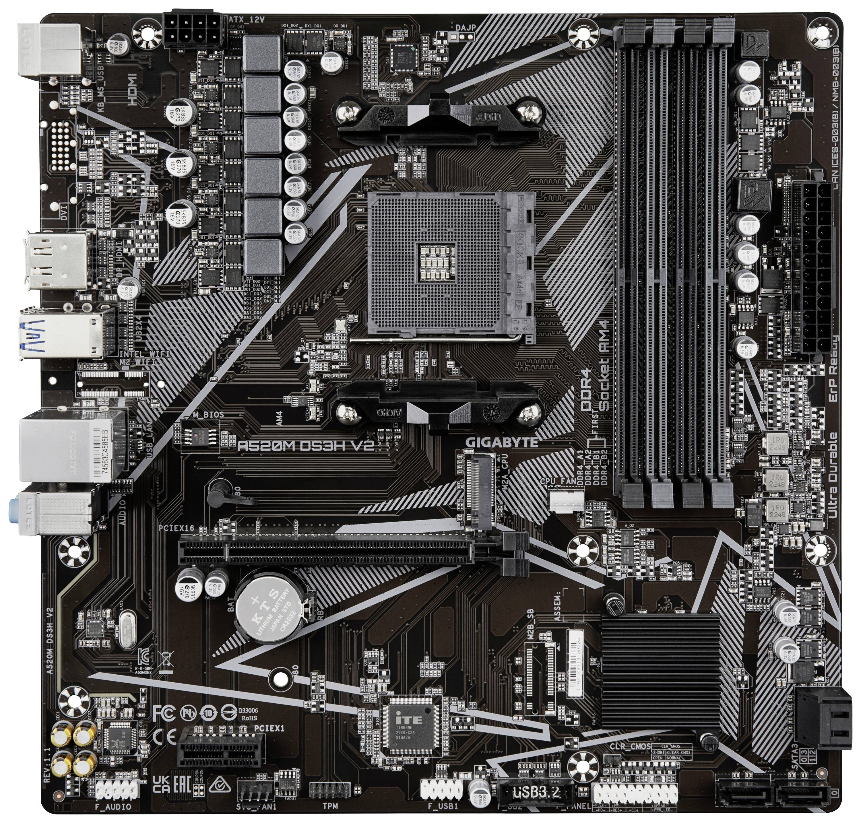 Gigabyte A520M DS3H V2 Mainboard Sockel (PC) AMD® AM4 Formfaktor (Details) Micro-ATX
