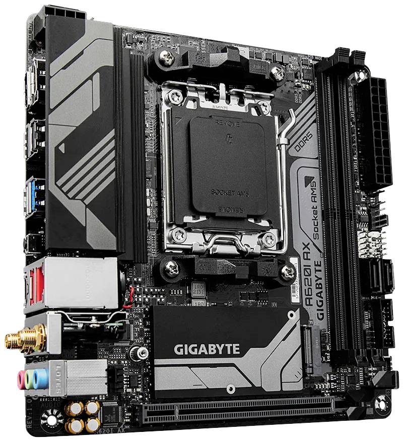 Gigabyte A620I AX - 1.0 - Motherboard - Mini-ITX - Socket AM5 - AMD A620 Chipsatz - USB 3.2 Gen 1, USB-C 3.2 Gen 1, USB 3.2 Gen 2 - 2.5 Gigabit LAN
