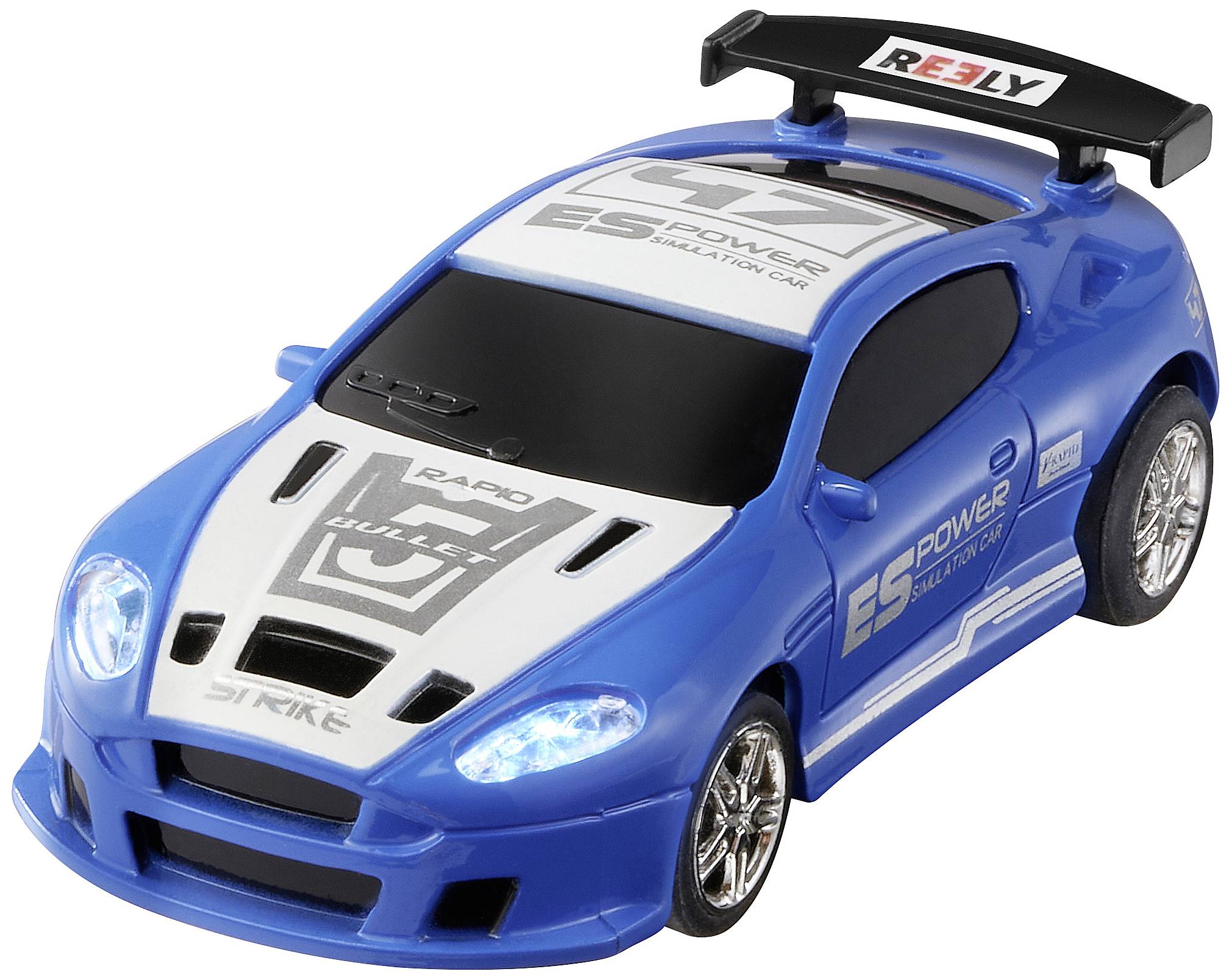 Reely Mini Racer Blau-Weiß Brushed 1:64 RC Modellauto Elektro Straßenmodell Heckantrieb (2WD) RtR 2,4GHz Inkl. Akku und Ladegerät