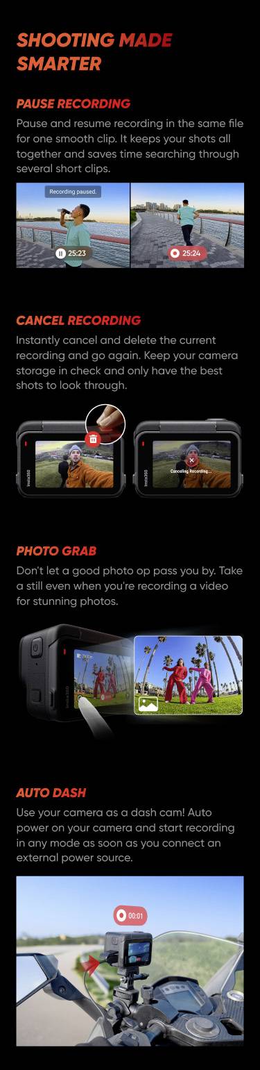 Insta360 Ace Pro Action Cam 8K, 4K, 2.7K, Full-HD, Zeitlupe, Zeitraffer, Touch-Screen, Bluetooth, W