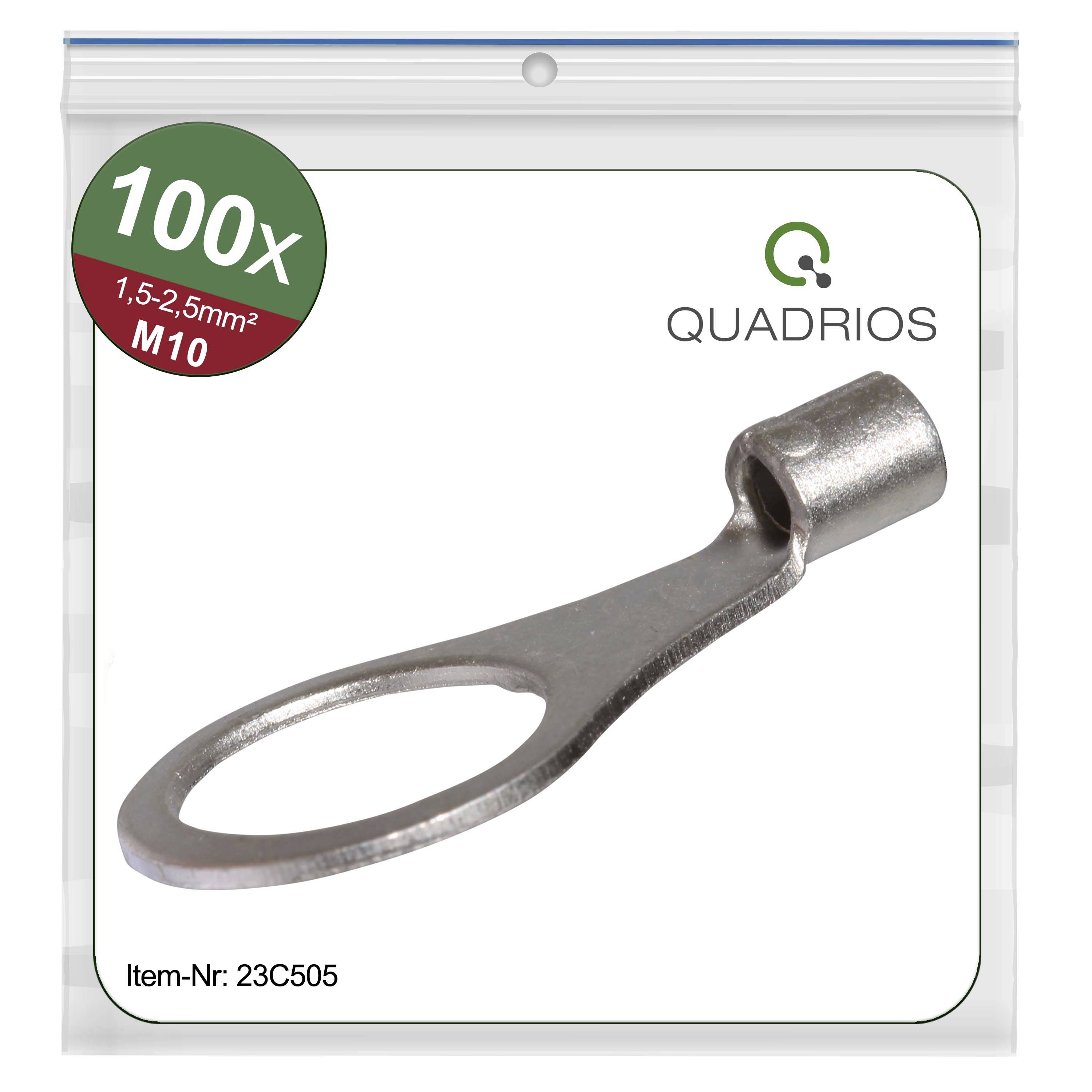 Quadrios 23C505 Ringkabelschuh Querschnitt (max.)=2.5mm² Loch-Ø=10.5mm Unisoliert 100St.