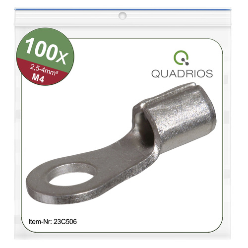 Quadrios 23C506 Ringkabelschuh Querschnitt (max.)=4mm² Loch-Ø=4.3mm Unisoliert 100St.