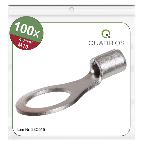Quadrios 23C515 Ringkabelschuh Querschnitt (max.)=6 mm² Loch-Ø=10.5 mm Unisoliert 100 St.