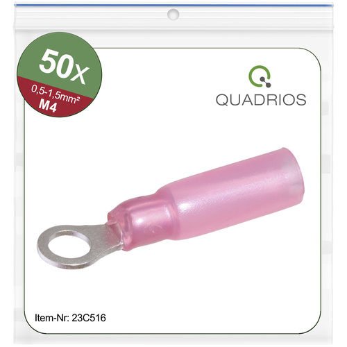 Quadrios 23C516 Ringkabelschuh Querschnitt (max.)=1.5 mm² Loch-Ø=4.3 mm Teilisoliert Rot 50 St.