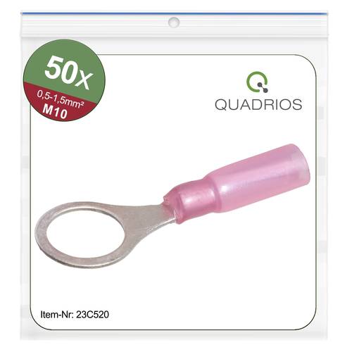 Quadrios 23C520 Ringkabelschuh Querschnitt (max.)=1.5mm² Loch-Ø=10.5mm Teilisoliert Rot 50St.