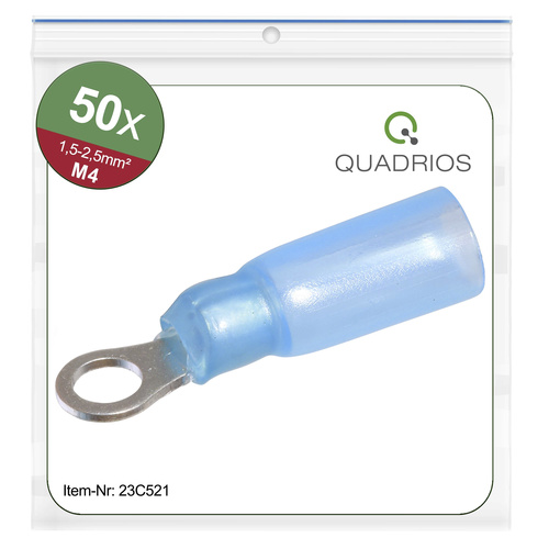 Quadrios 23C521 Ringkabelschuh Querschnitt (max.)=2.5 mm² Loch-Ø=4.3 mm Teilisoliert Blau 50 St.