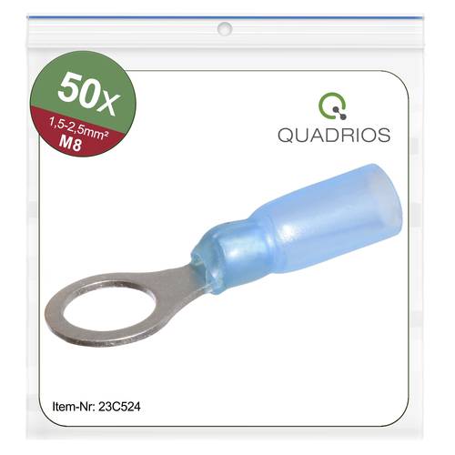 Quadrios 23C524 Ringkabelschuh Querschnitt (max.)=2.5mm² Loch-Ø=8.5mm Teilisoliert Blau 50St.