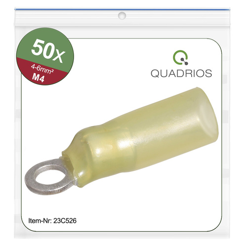 Quadrios 23C526 Ringkabelschuh Querschnitt (max.)=6mm² Loch-Ø=4.3mm Teilisoliert Gelb 50St.