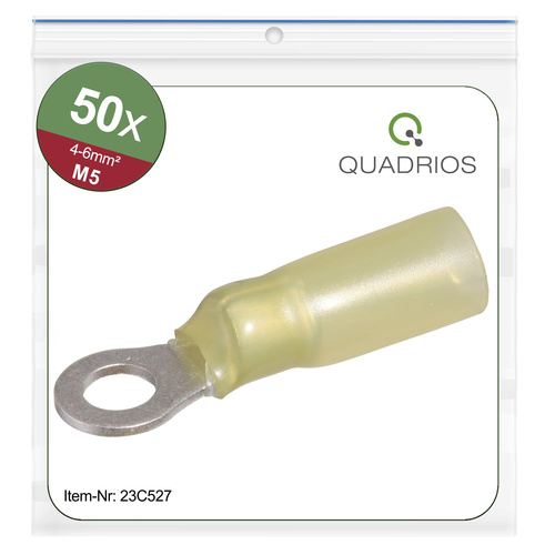 Quadrios 23C527 Ringkabelschuh Querschnitt (max.)=6mm² Loch-Ø=5.3mm Teilisoliert Gelb 50St.