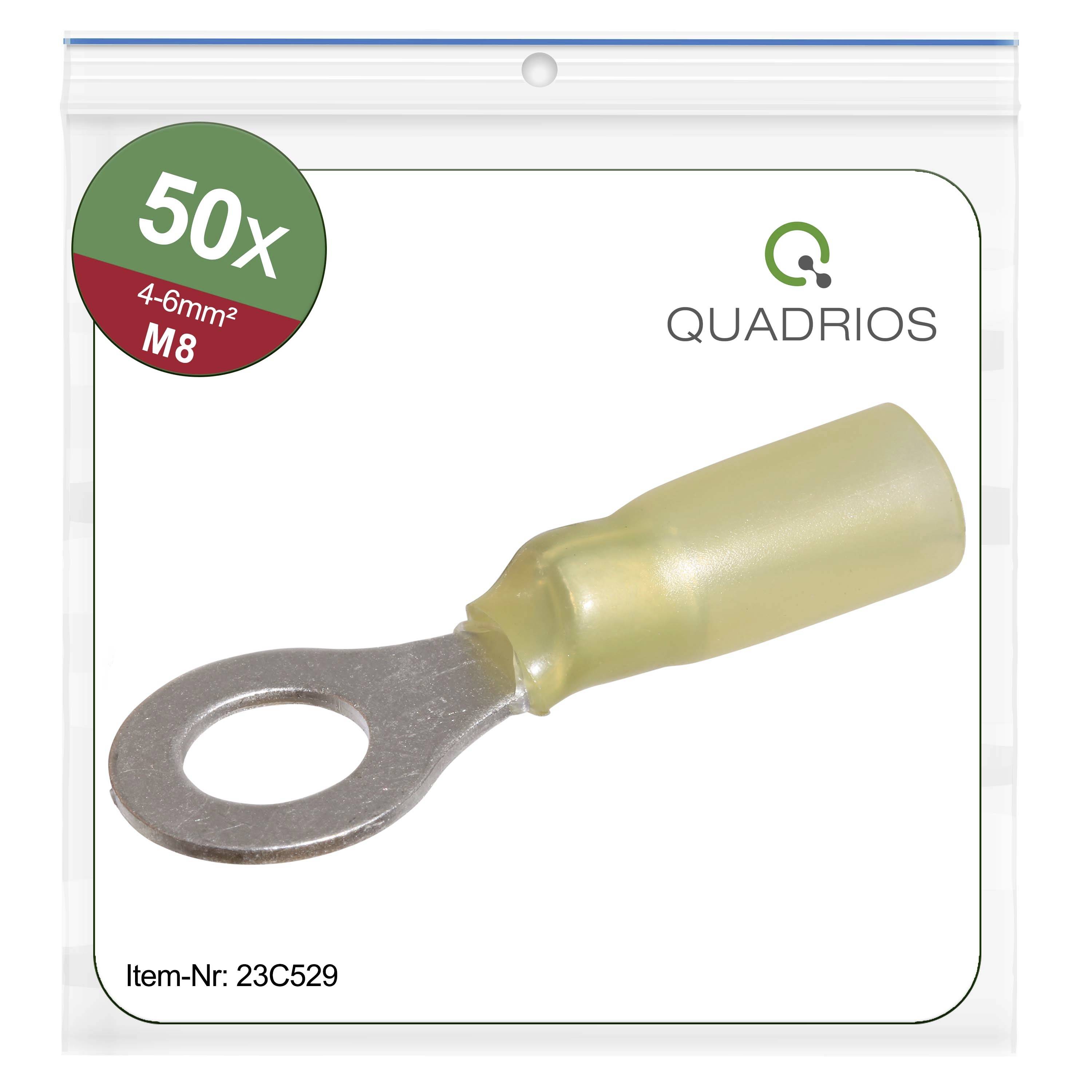 Quadrios 23C529 Ringkabelschuh Querschnitt (max.)=6 mm² Loch-Ø=8.5 mm Teilisoliert Gelb 50 St.