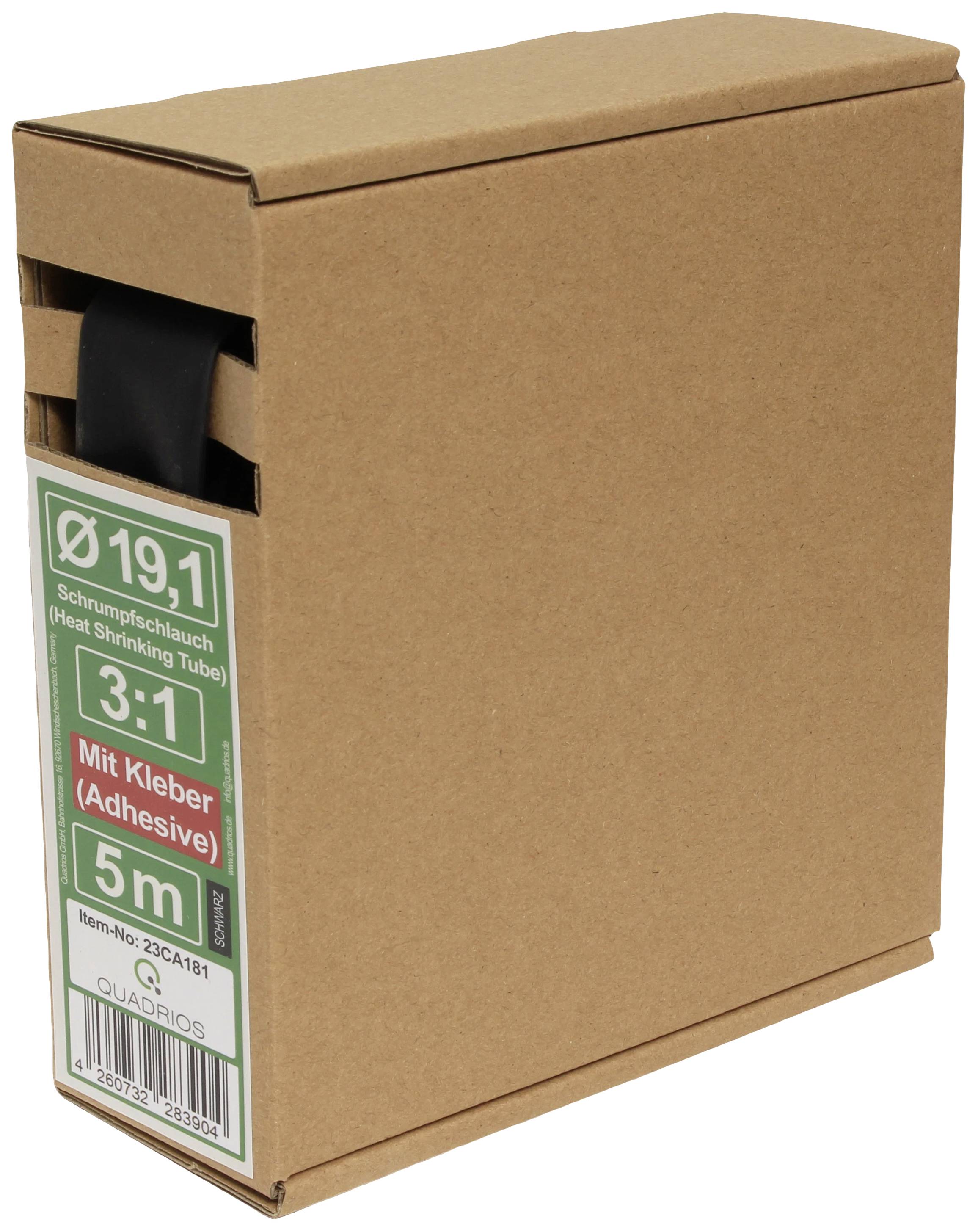 Kartonverpackung mit Schrumpfschlauch: Ø 19,1, Schrumpfrate 3:1, Länge 5m, mit Kleber. Artikelnummer: 2CA181.