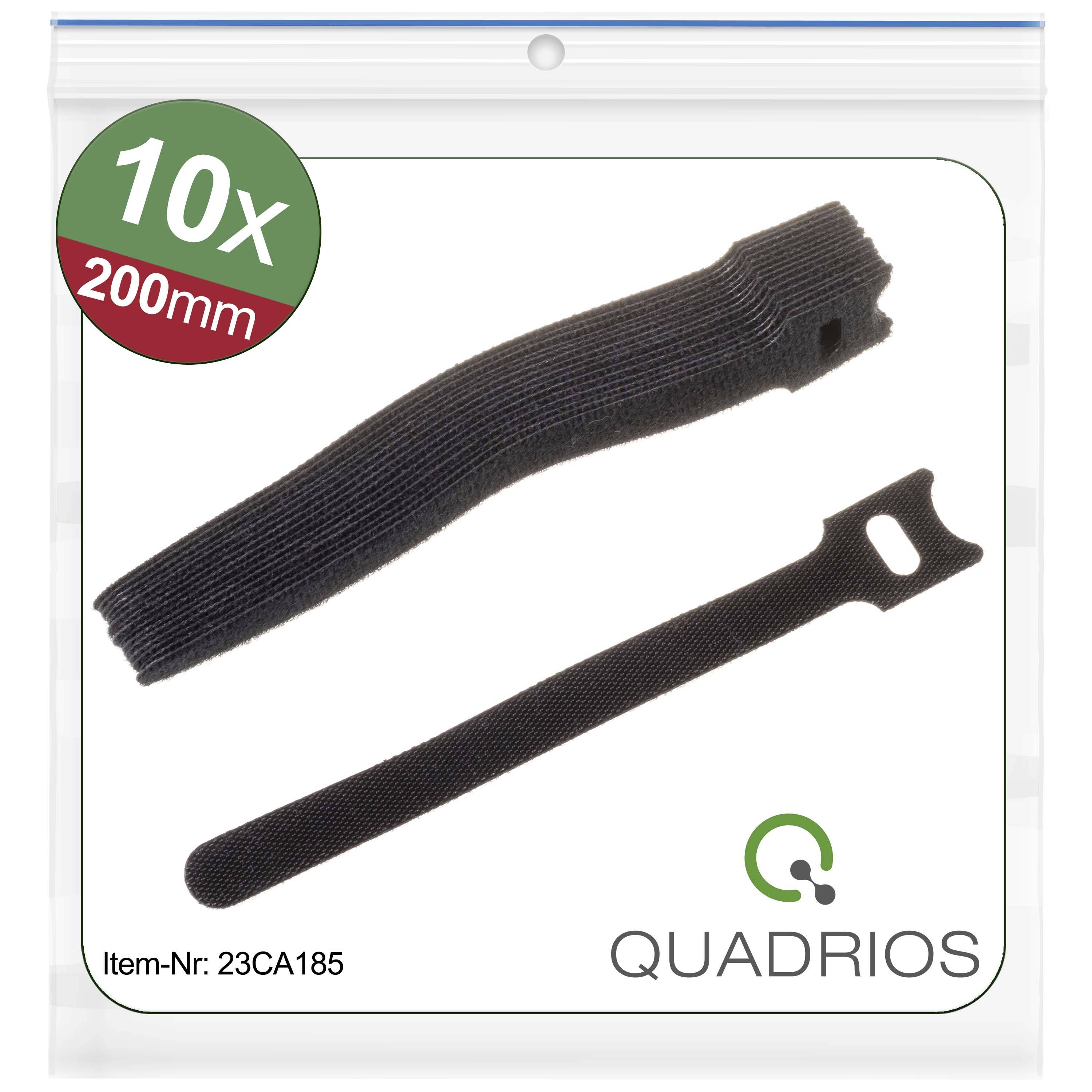 Quadrios 23CA185 Klettkabelbinder zum Bündeln Haft- und Flauschteil (L x B) 200 mm x 12 mm Schwarz