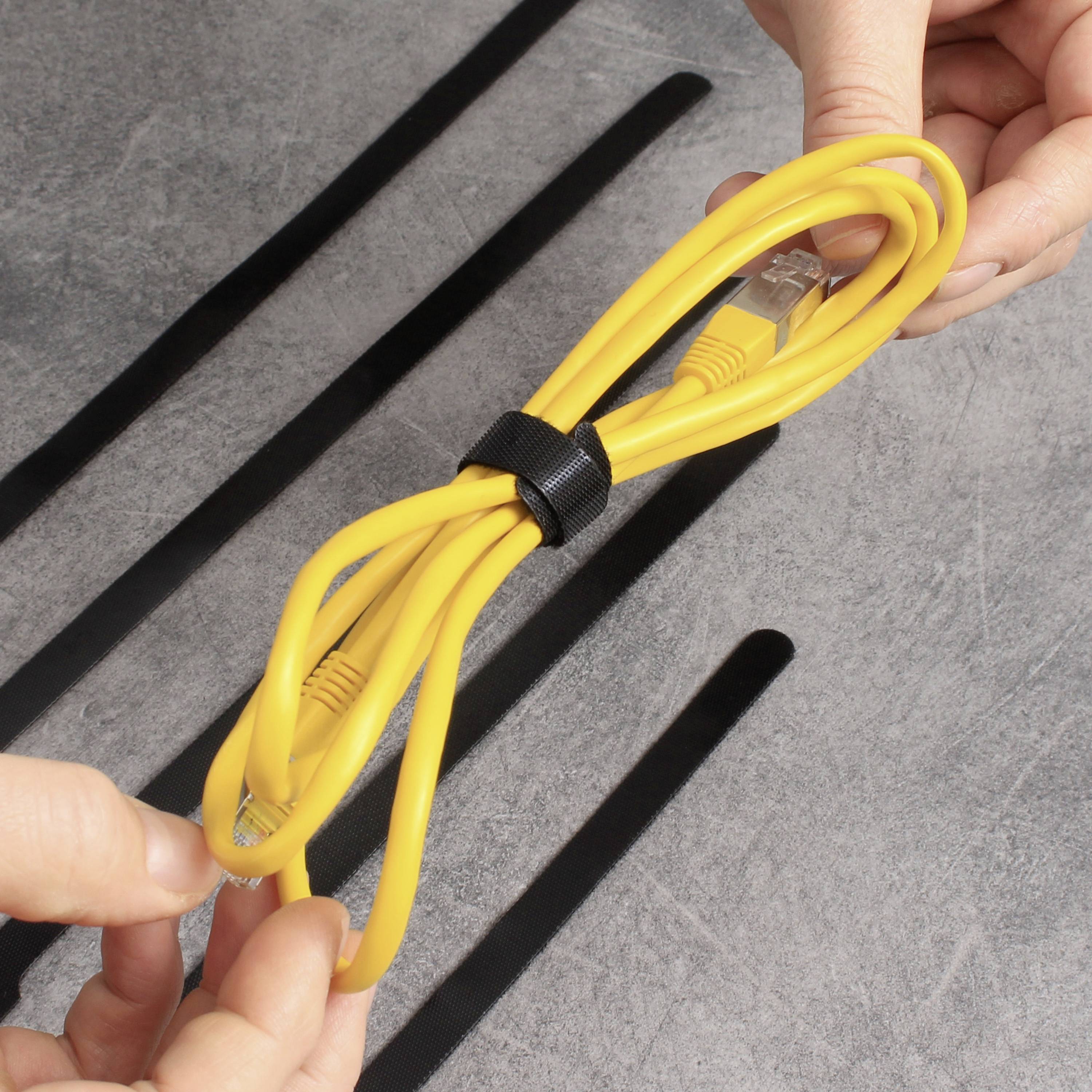 Quadrios 23CA188 Klettkabelbinder zum Bündeln Haft- und Flauschteil (L x B) 350mm x 14mm Schwarz 10St.