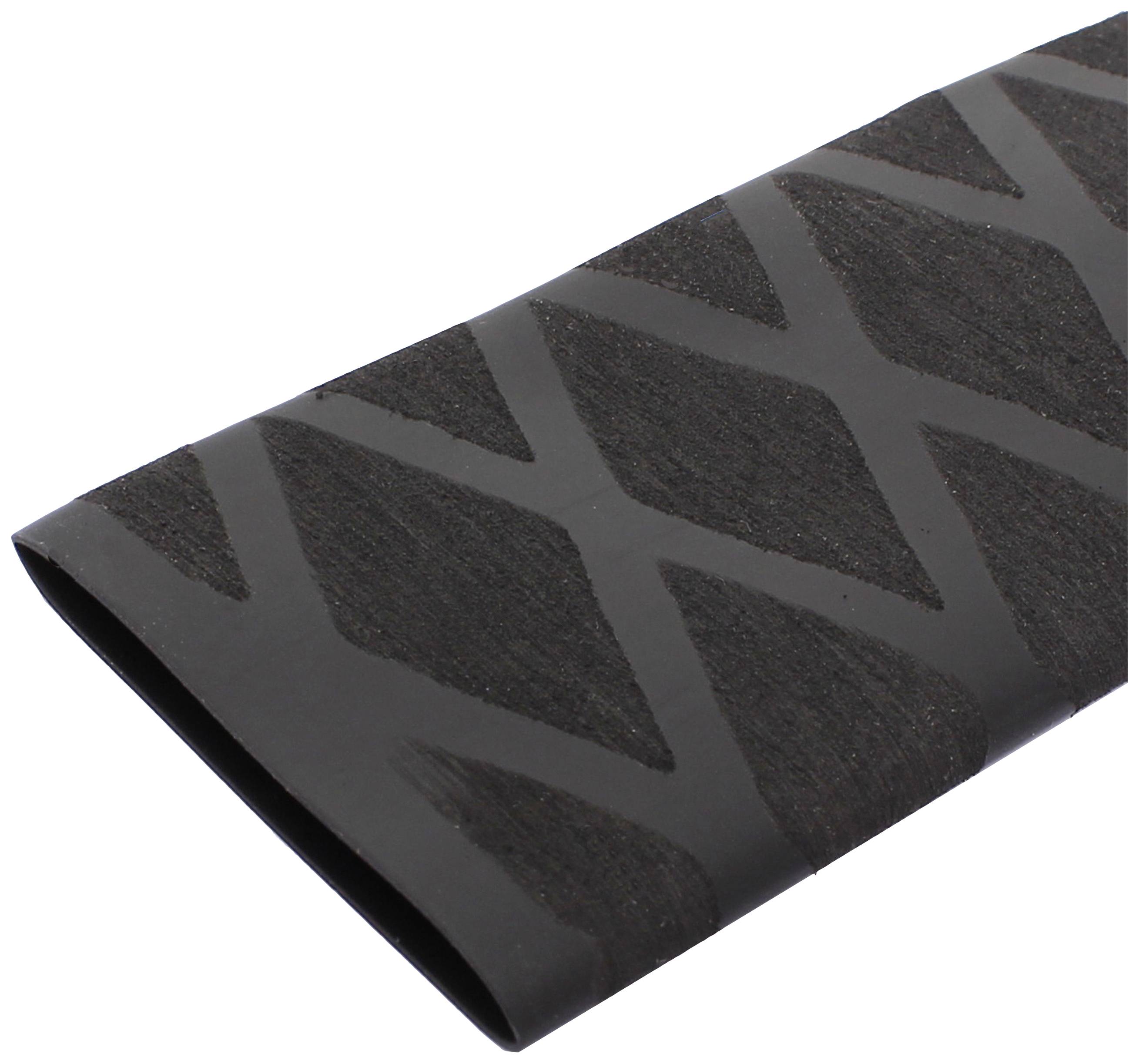 Schwarzer Schrumpfschlauch mit diagonalen Mustern. Dient zum Schutz von Kabeln und bietet Isolation sowie Strukturverstärkung.